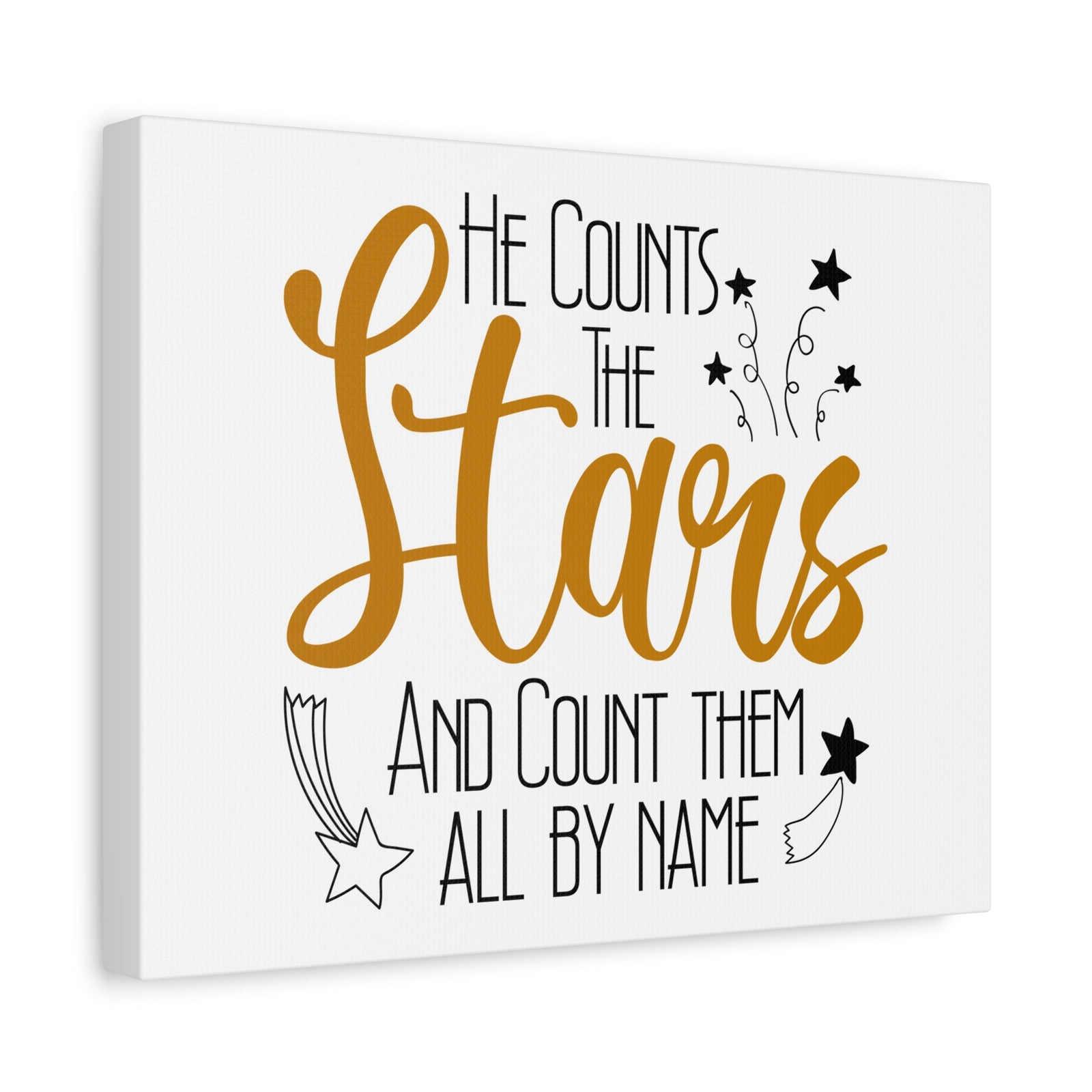 Scripture Canvas He Counts The Stars Psalm 147:4 Christian Wall Art Bible Verse Print Ready to Hang-Express Your Love Gifts
