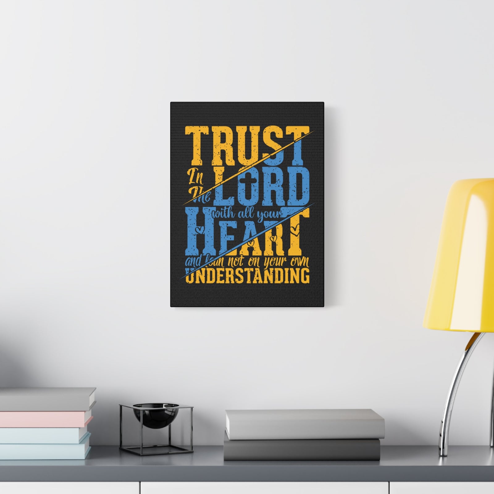 Scripture Canvas All Your Heart Psalm 23:4 Christian Wall Art Bible Verse Print Ready to Hang-Express Your Love Gifts