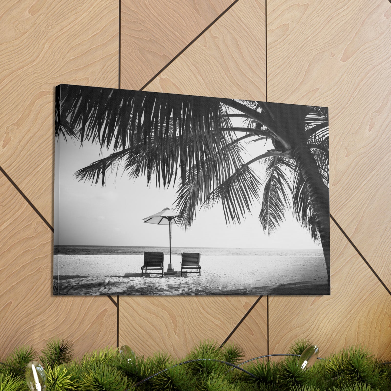 Perfect Black White Beach Scene Ocean Canvas Wall Art for Home Decor Ready-to-Hang-Express Your Love Gifts