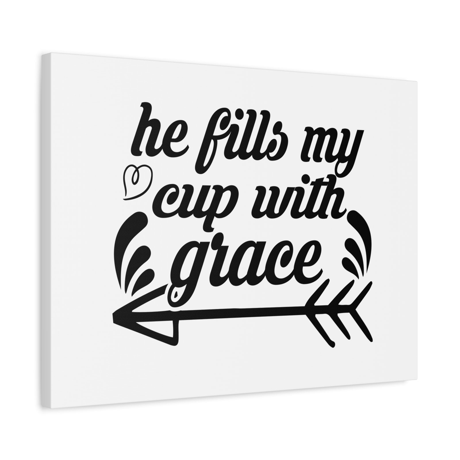 Scripture Canvas He Fills My Cup With Grace Psalm 23:5 Christian Wall Art Bible Verse Print Ready to Hang-Express Your Love Gifts
