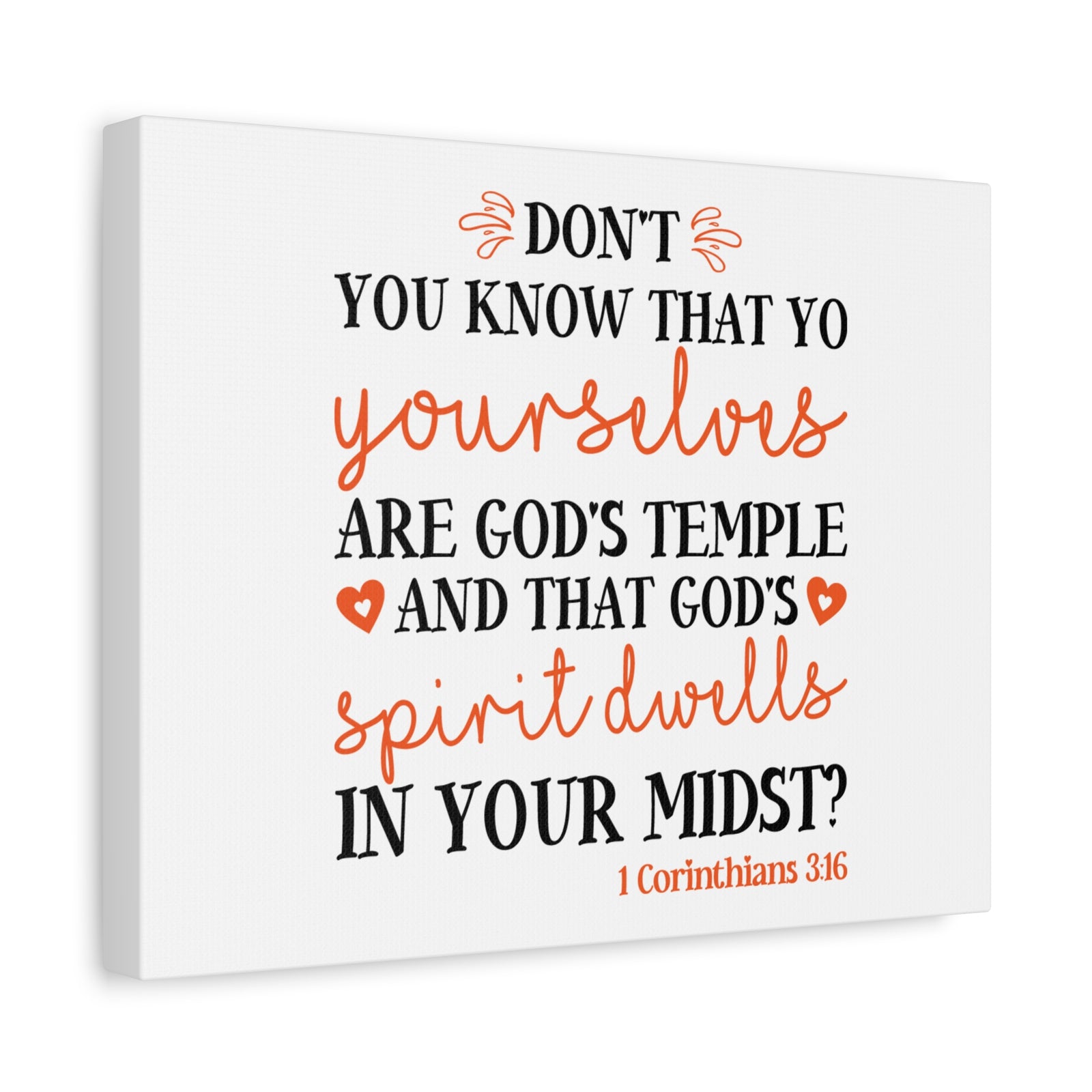 Scripture Canvas God's Temple 1 Corinthians 3:16 Christian Wall Art Bible Verse Print Ready to Hang-Express Your Love Gifts