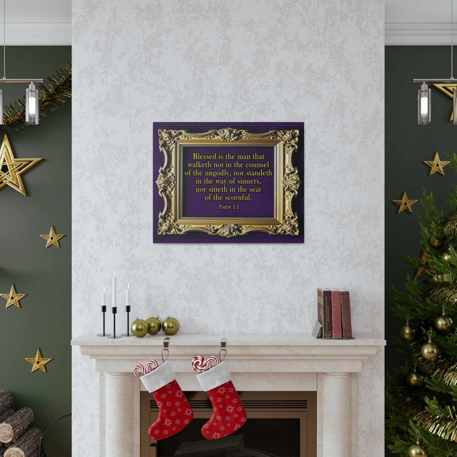 Scripture Walls Psalm 1:1 KJV Bible Verse Canvas Christian Wall Art Ready to Hang Unframed-Express Your Love Gifts