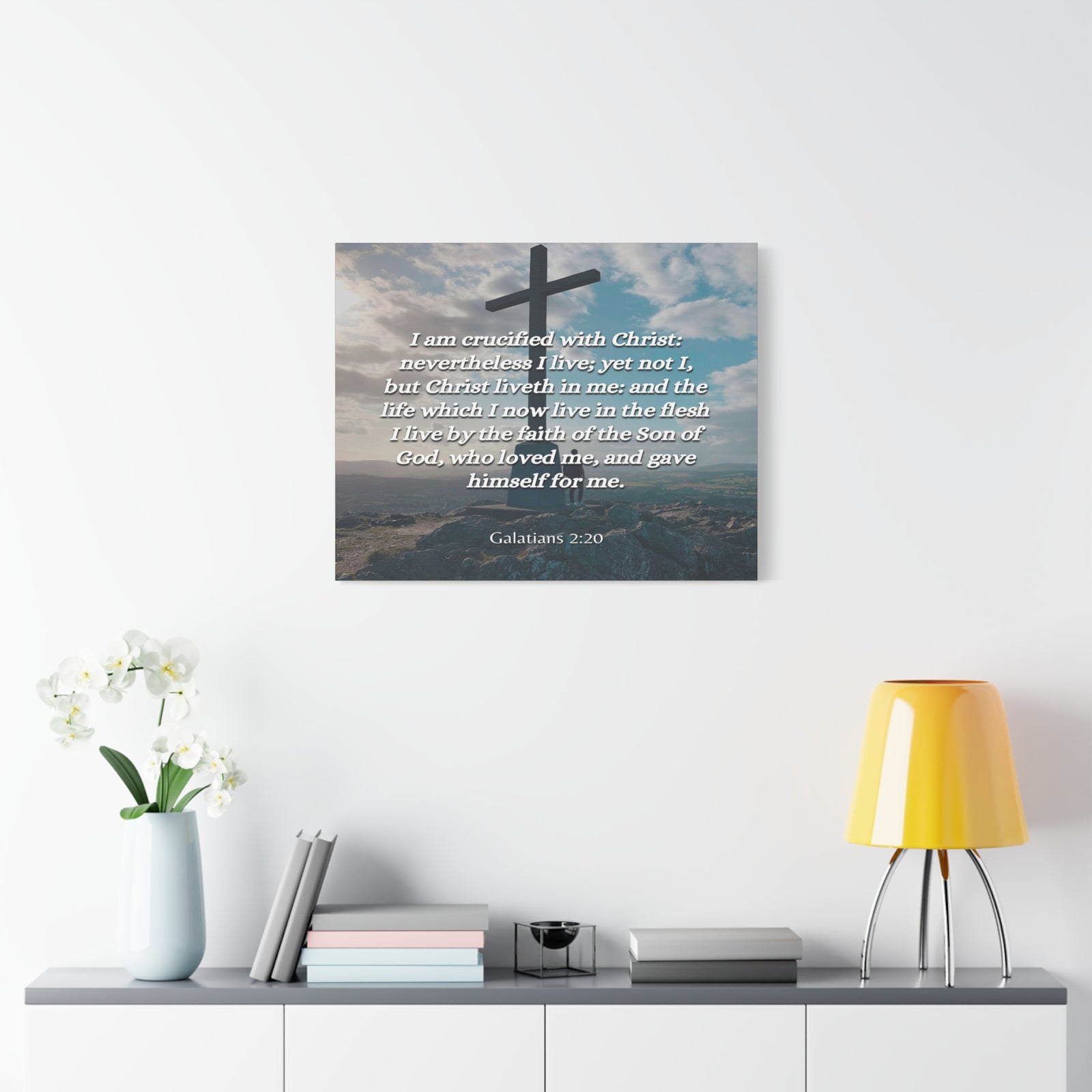 Scripture Canvas By The Faith Galatians 2:20 Christian Wall Art Bible Verse Print Ready to Hang-Express Your Love Gifts