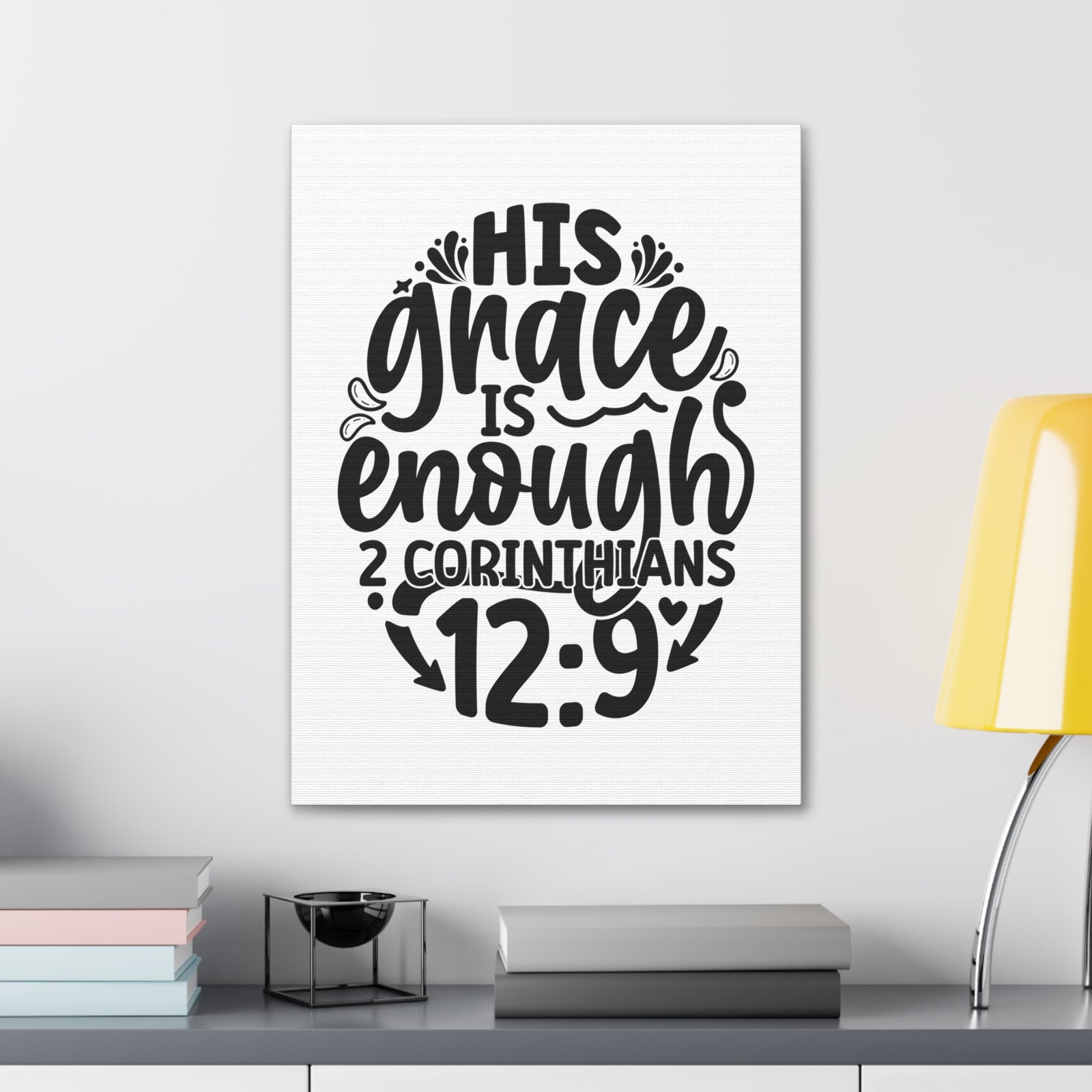 Scripture Walls 2 Corinthians 12:9 His Grace is Enough Circle Bible Verse Canvas Christian Wall Art Ready to Hang Unframed-Express Your Love Gifts