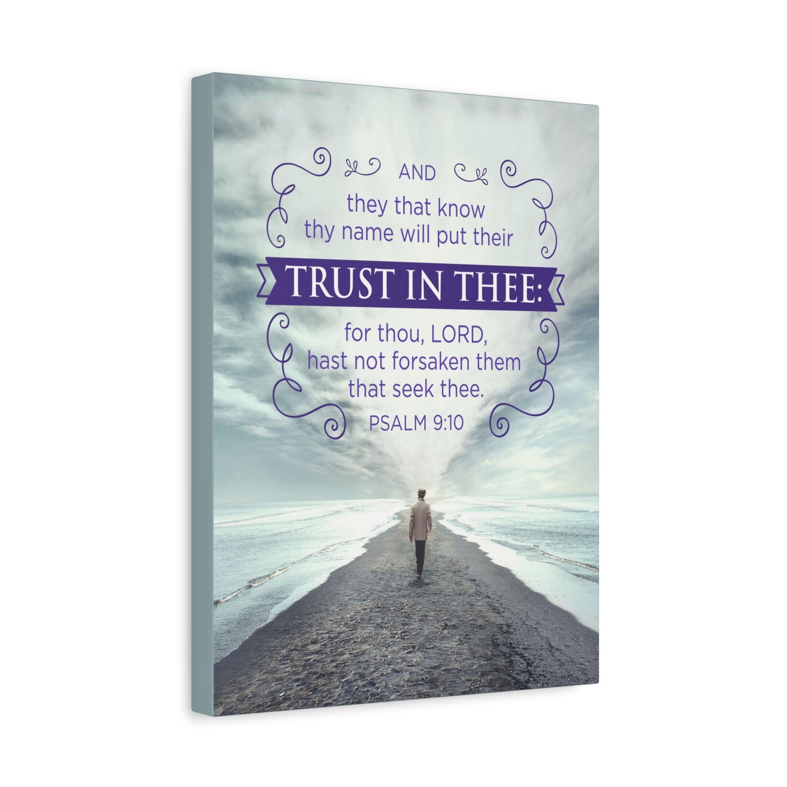 Scripture Canvas Trust In Thee Psalm 9:10 Christian Wall Art Bible Verse Print Ready to Hang-Express Your Love Gifts