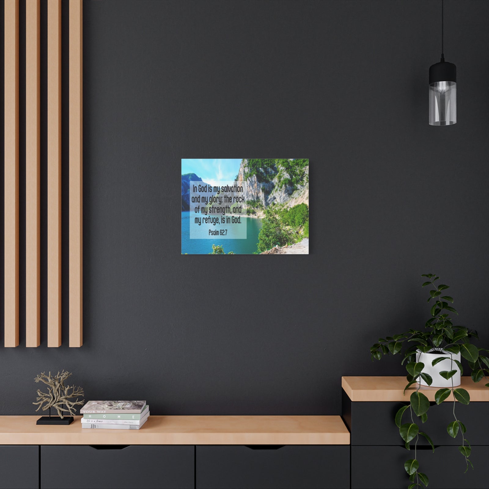 Scripture Canvas In God is My Salvation Psalm 62:7 Christian Wall Art Bible Verse Print Ready to Hang-Express Your Love Gifts