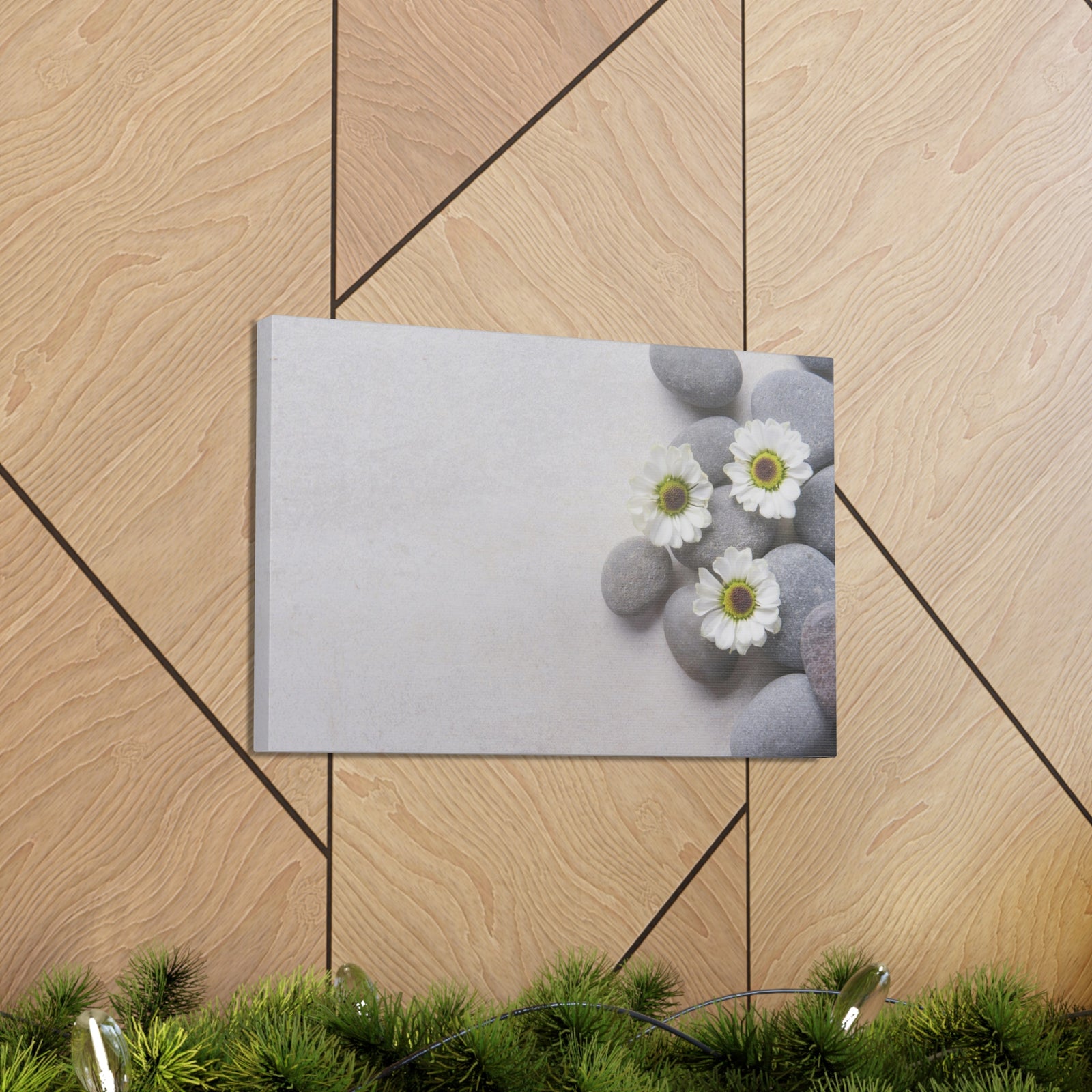 Three White Flower Forest Floral Nature Photography Canvas Wall Art for Home Decor Ready-to-Hang-Express Your Love Gifts