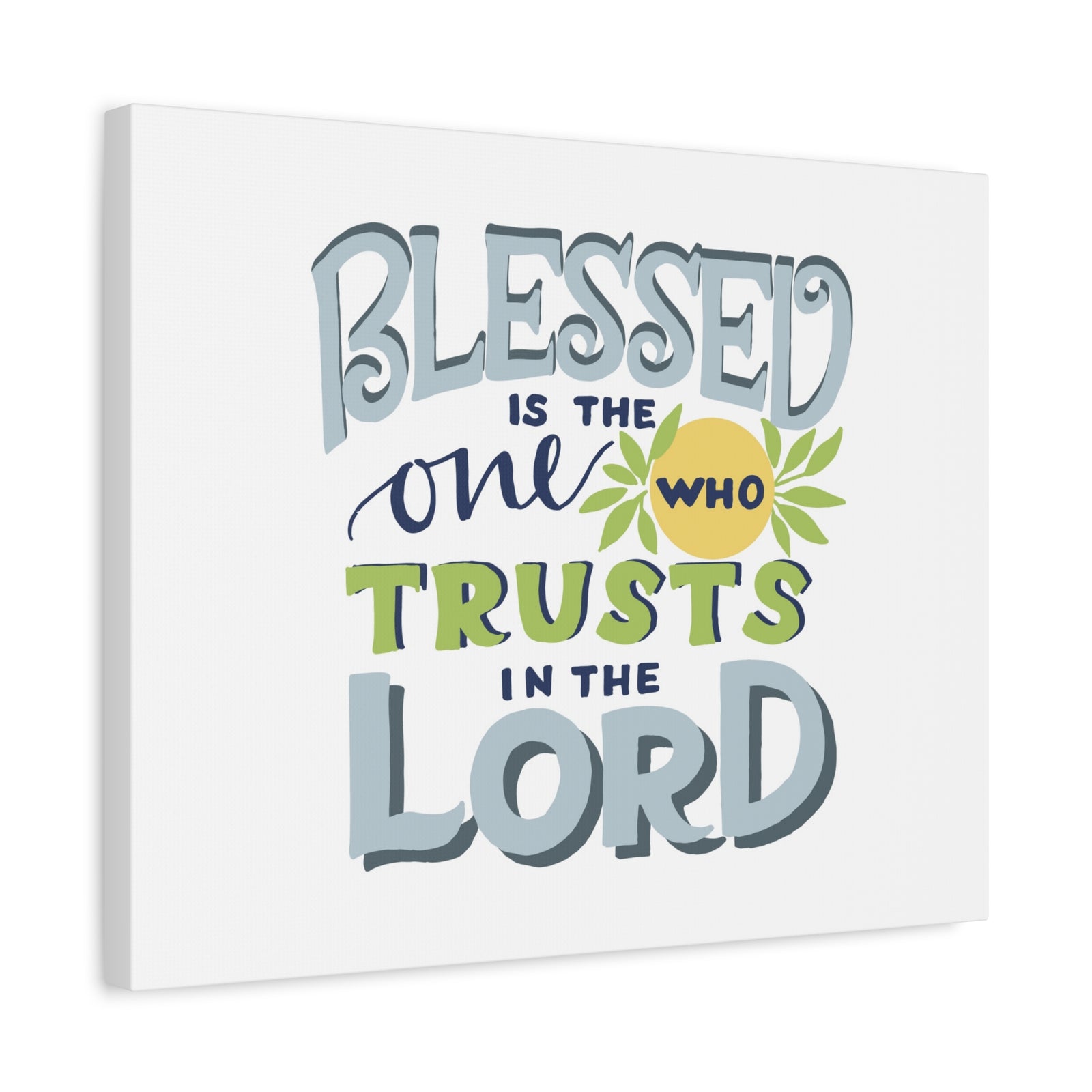 Scripture Canvas Trust In The Lord Psalm 40:4 Pale Blue Christian Wall Art Bible Verse Print Ready to Hang-Express Your Love Gifts