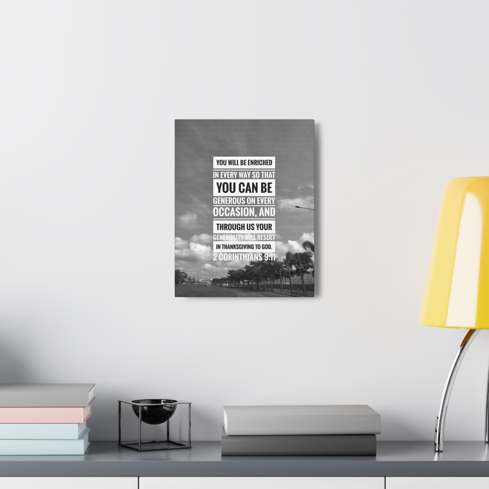 Scripture Canvas You Will Be Enriched 2 Corinthians 9:11 Christian Wall Art Bible Verse Print Ready to Hang-Express Your Love Gifts