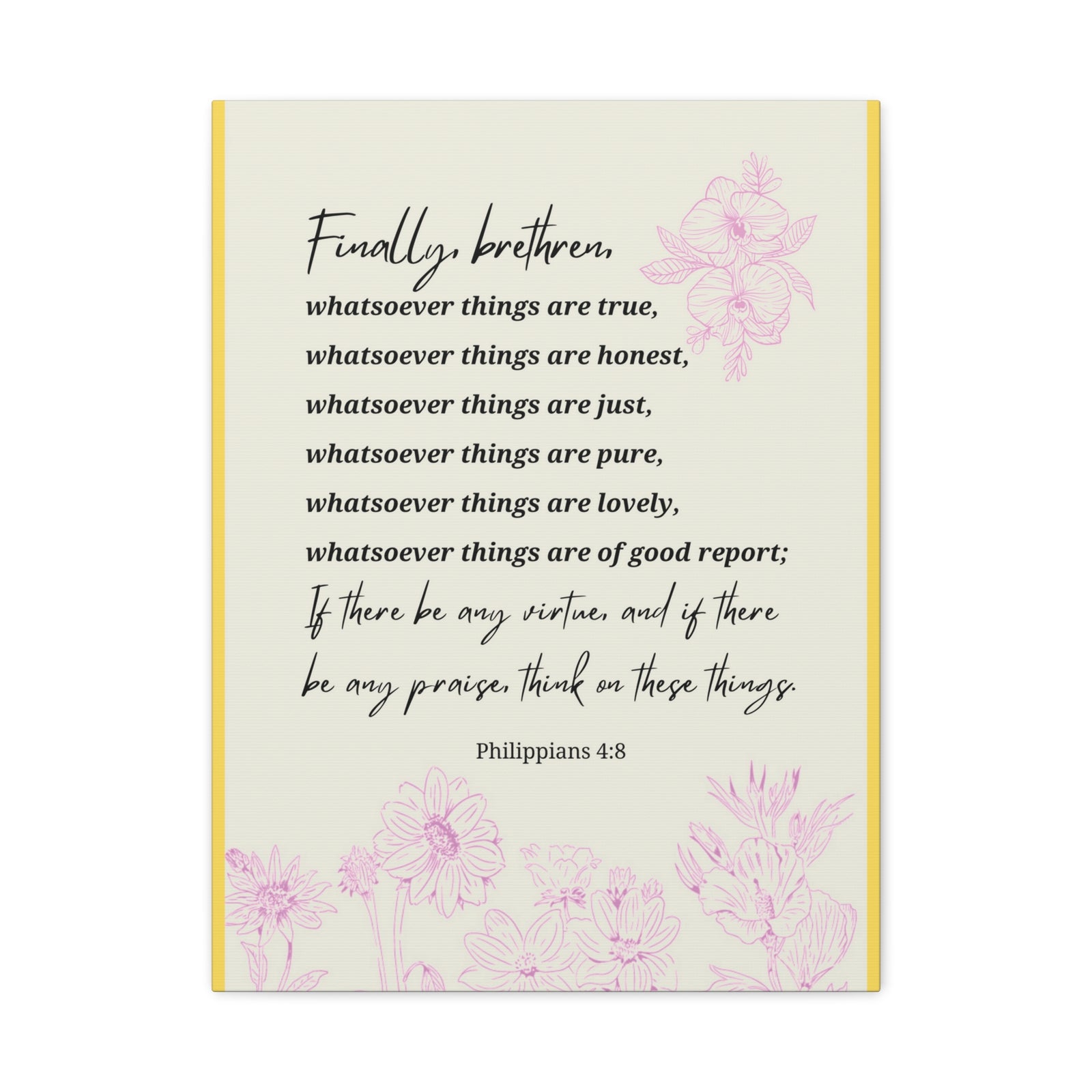 Scripture Canvas Whatsoever Things Are Philippians 4:8 Christian Wall Art Bible Verse Print Ready to Hang-Express Your Love Gifts