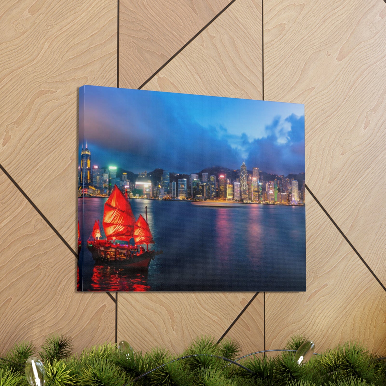 Hong Kong Night Skyline Canvas Artwork High-Quality Breathtaking Stunning Cityscape for Home Decor Ready to Hang-Express Your Love Gifts