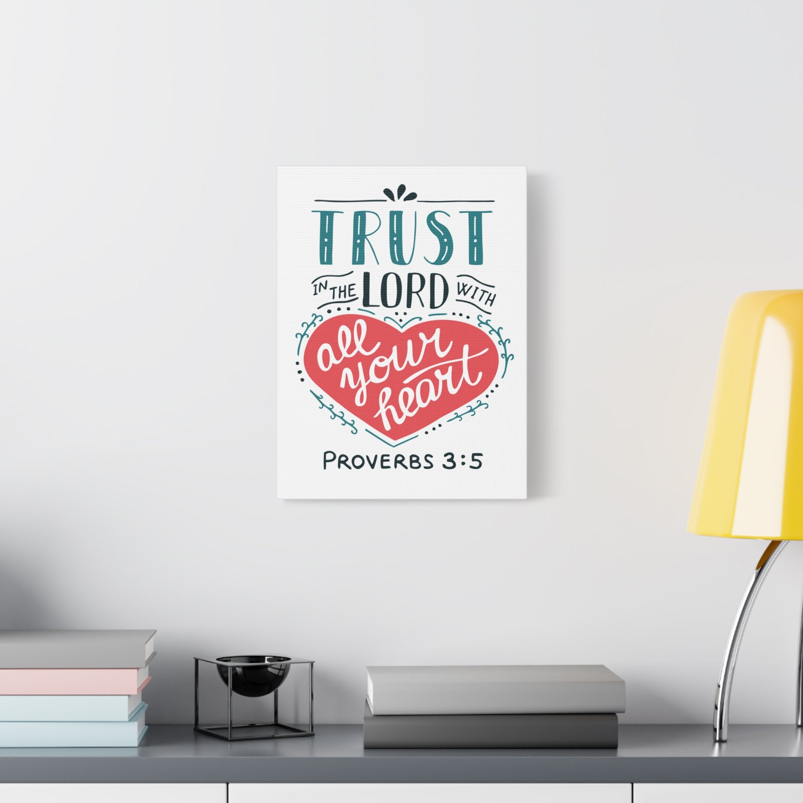 Scripture Canvas Trust In The Lord Proverbs 3:5 Christian Wall Art Bible Verse Print Ready To Hang-Express Your Love Gifts