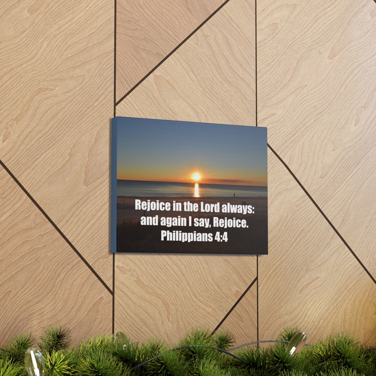 Scripture Walls Rejoice In The Lord Philippians 4:4 Sunset Bible Verse Canvas Christian Wall Art Ready to Hang-Express Your Love Gifts