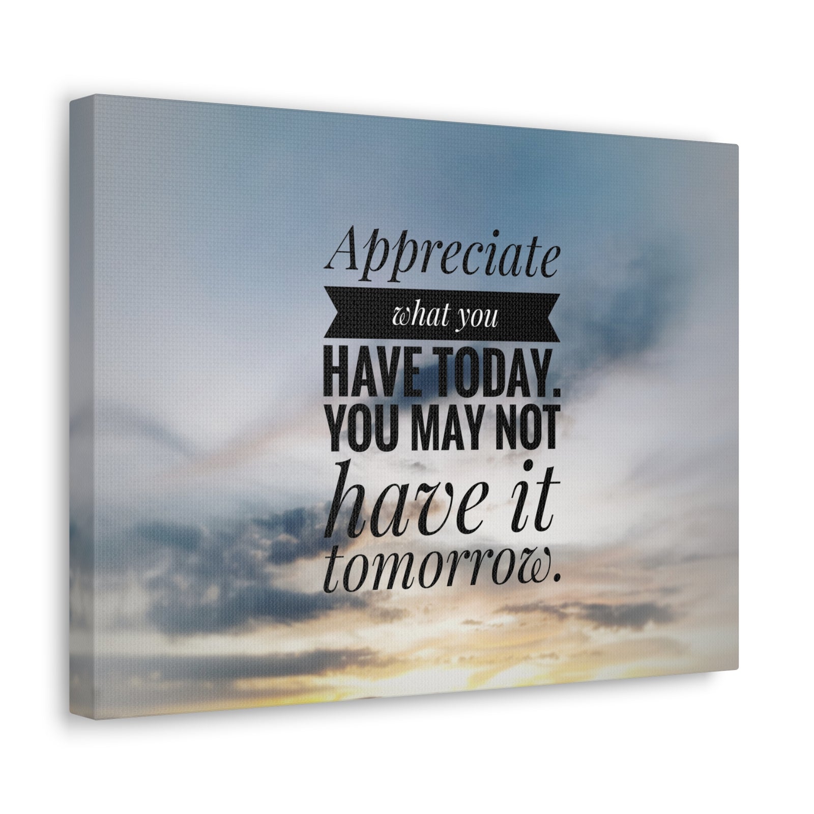 Inspirational Quote Canvas Appreciate What You Have Today Motivational Print Ready to Hang Artwork-Express Your Love Gifts