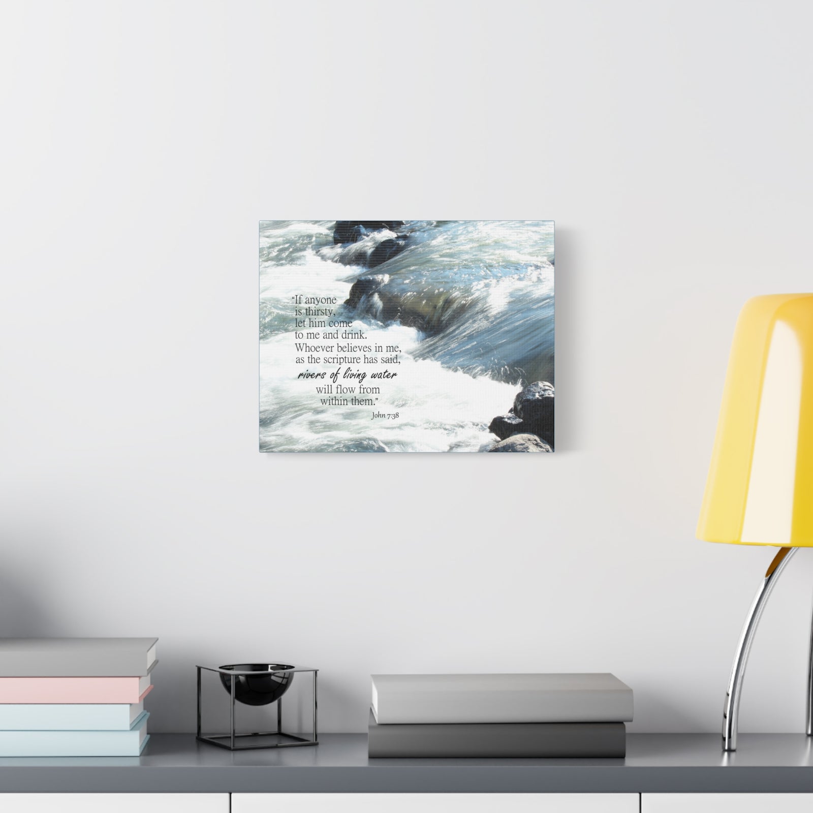 Scripture Canvas Rivers Of Living Water John 7:38 Christian Wall Art Bible Verse Print Ready to Hang-Express Your Love Gifts