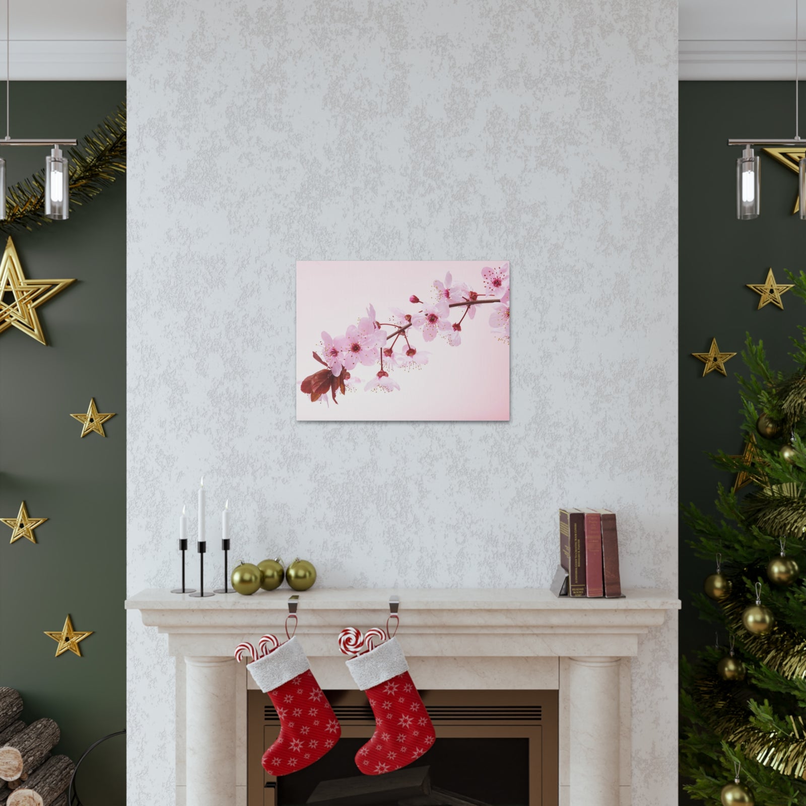 Single Cherry Blossom Forest Floral Nature Photography Canvas Wall Art for Home Decor Ready-to-Hang-Express Your Love Gifts