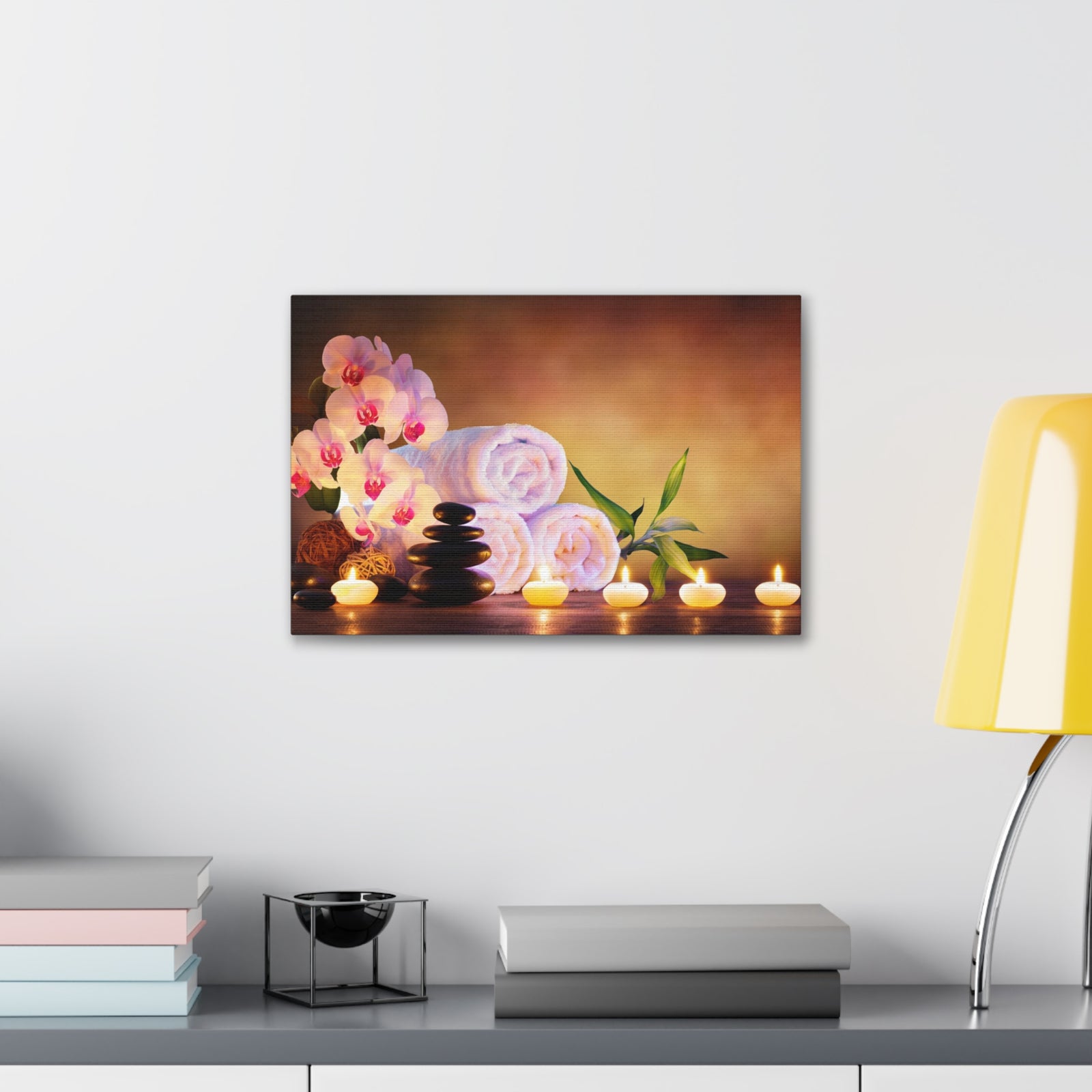 Massage Stones with Towels Forest Floral Nature Photography Canvas Wall Art for Home Decor Ready-to-Hang-Express Your Love Gifts