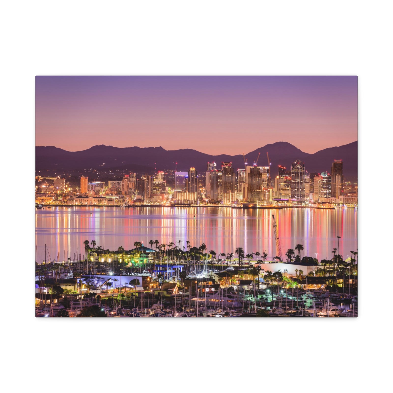 San Diego Night Skyline Canvas Artwork High-Quality Breathtaking Stunning Cityscape for Home Decor Ready to Hang-Express Your Love Gifts