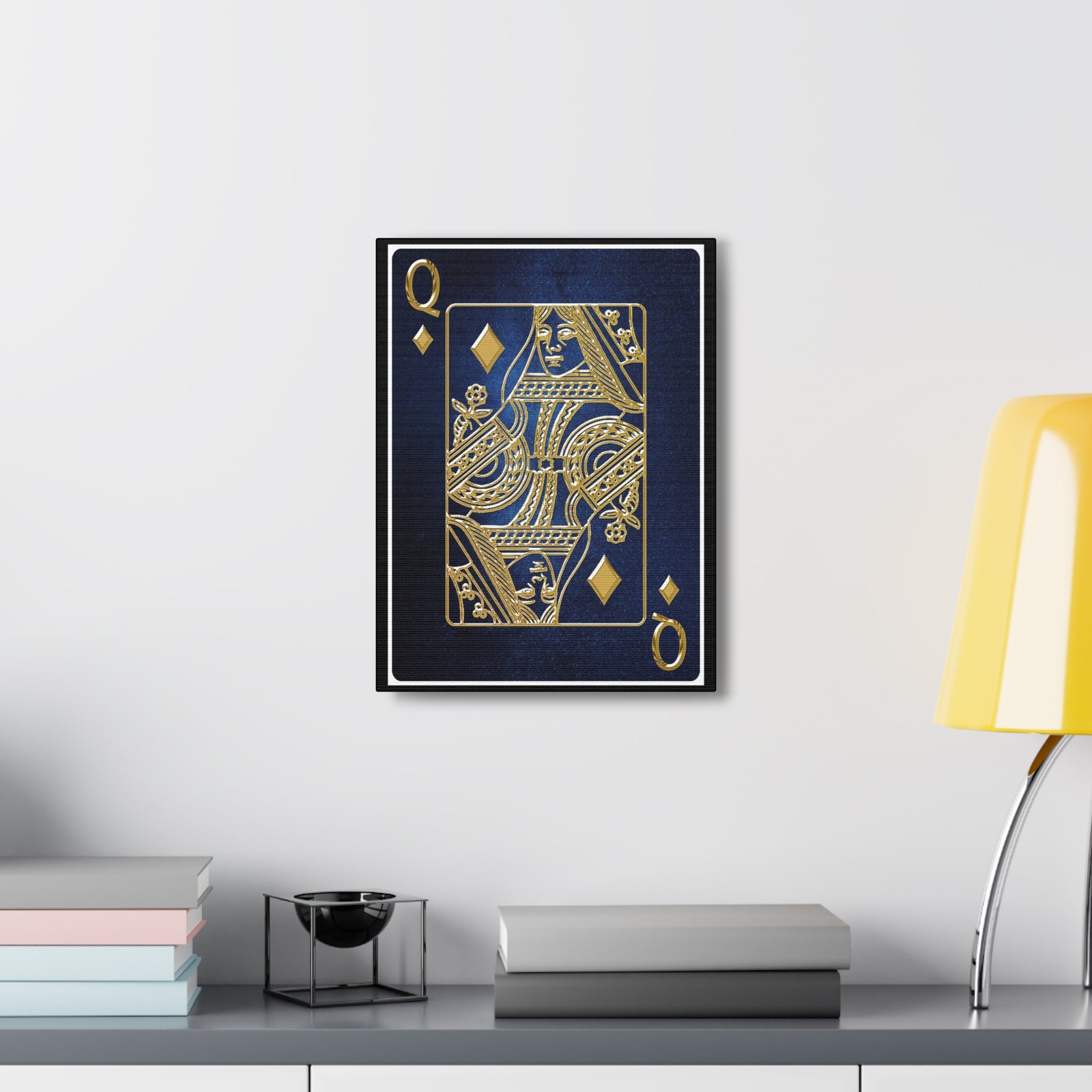 Queen Of Diamonds Space Background Playing Card Canvas Wall Art for Home Decor Ready-to-Hang-Express Your Love Gifts