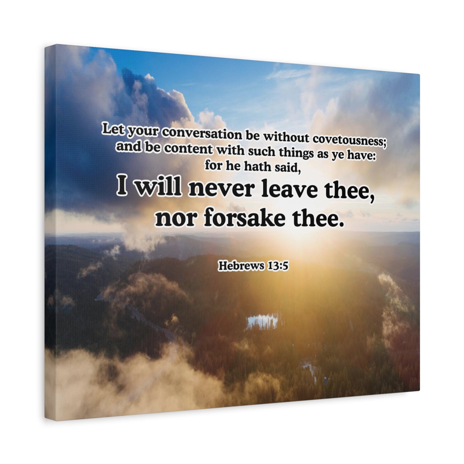 Bible Verse Canvas Never Leave or Forsake You Hebrews 13:5 Christian Wall Art Print Ready to Hang Unframed-Express Your Love Gifts