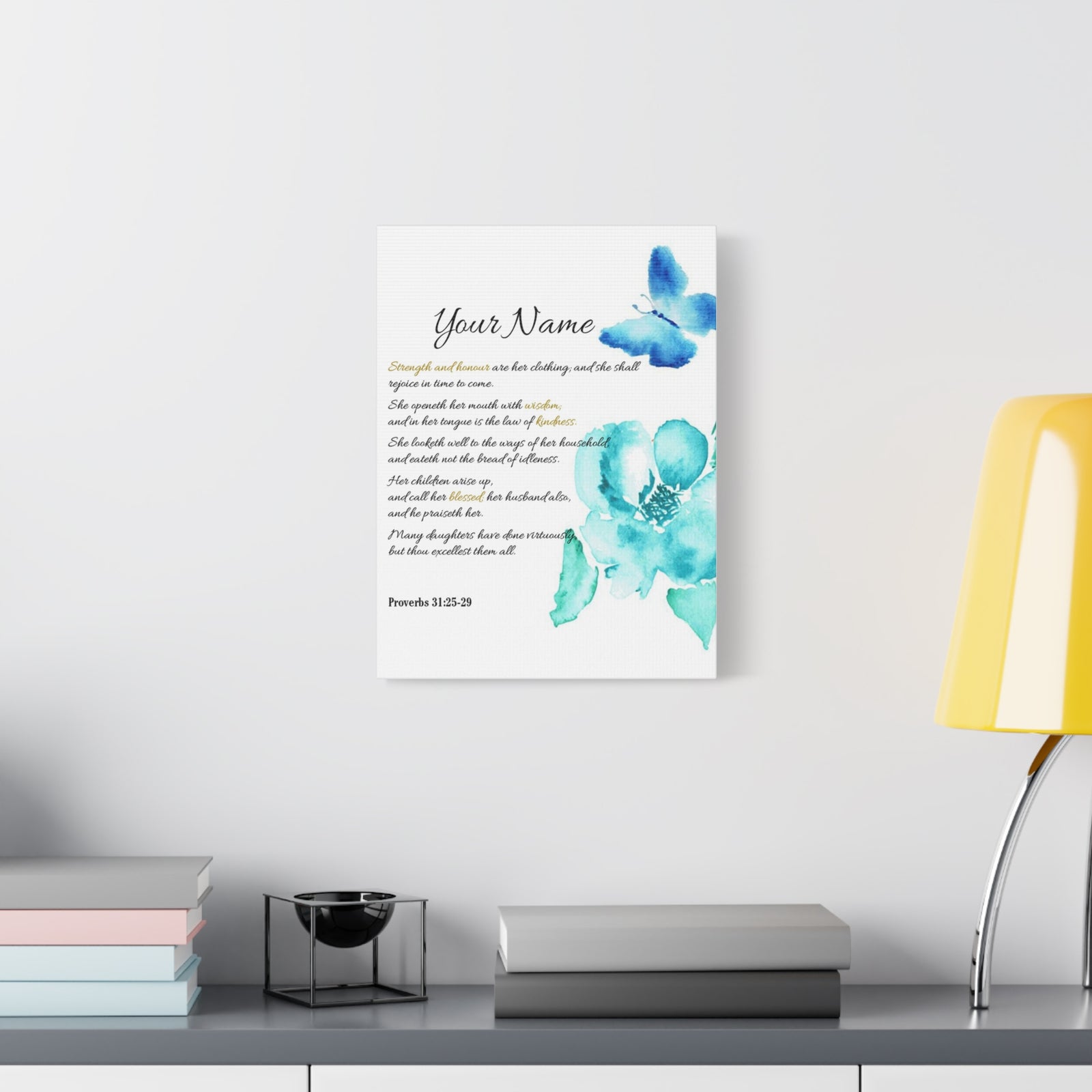 Personalized She is Strong Proverbs 31:25-29 Bible Chapter Canvas Christian Wall Art Ready to Hang-Express Your Love Gifts