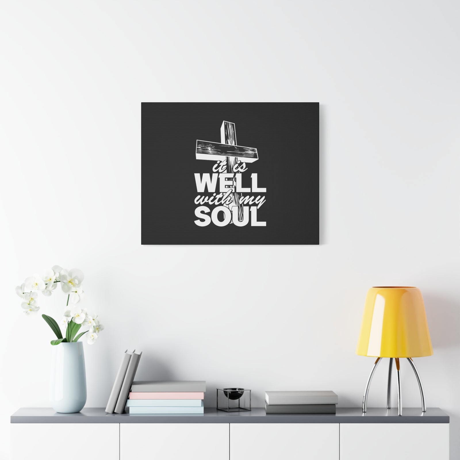 Scripture Canvas Well With My Soul Psalm 42:7 Cross Christian Wall Art Bible Verse Print Ready to Hang-Express Your Love Gifts