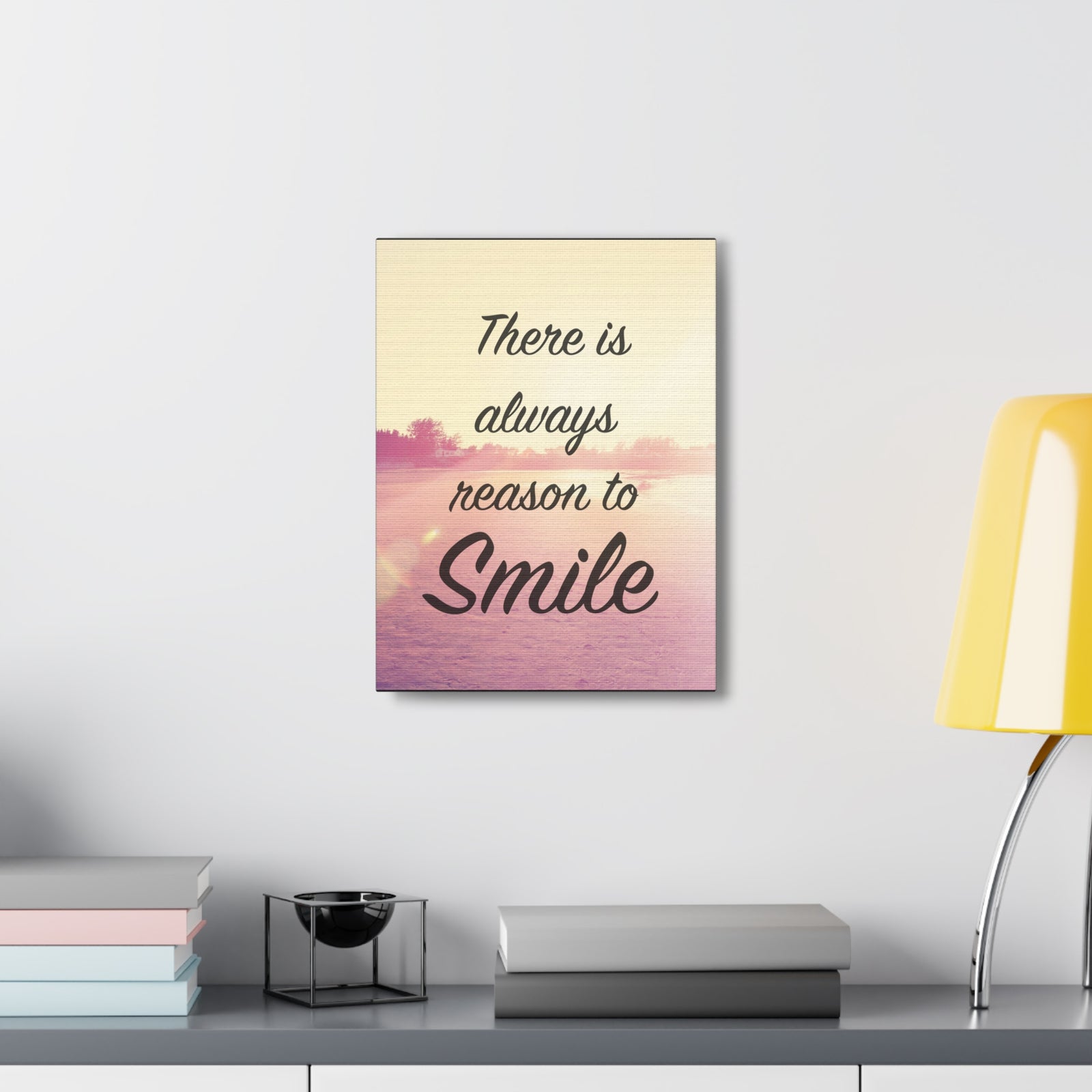 Inspirational Quote Canvas There Is Always Reason To Smile Motivational Print Ready to Hang Artwork-Express Your Love Gifts