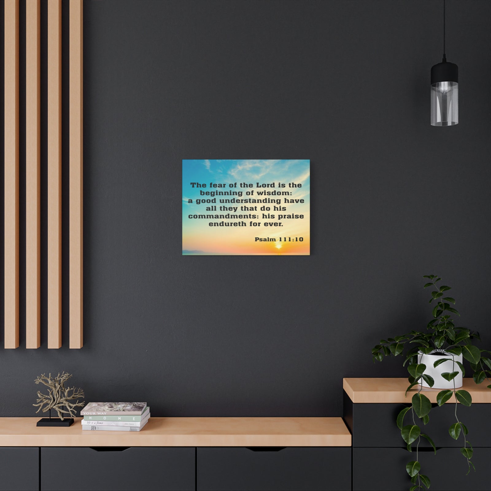Bible Verse Canvas The Fear of The Lord is The Beginning of Wisdom Psalm 111:10 Christian Home Décor Wall Art Scripture Ready to Hang Faith Print-Express Your Love Gifts