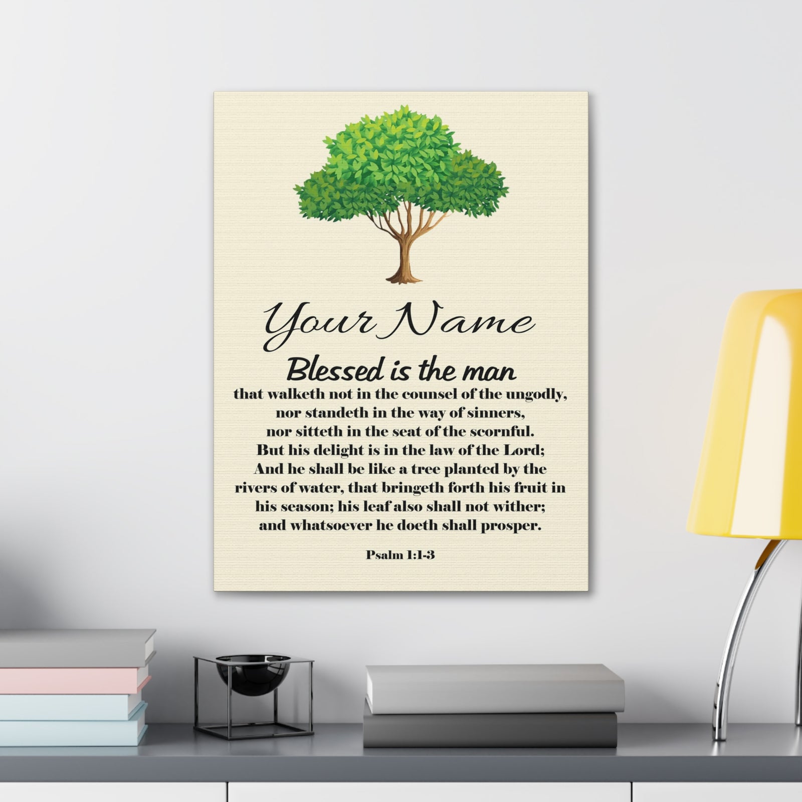 Scripture Walls Personalized Blessed is the Man Psalm 1:1-3 Bible Chapter Canvas Christian Wall Art Ready to Hang-Express Your Love Gifts