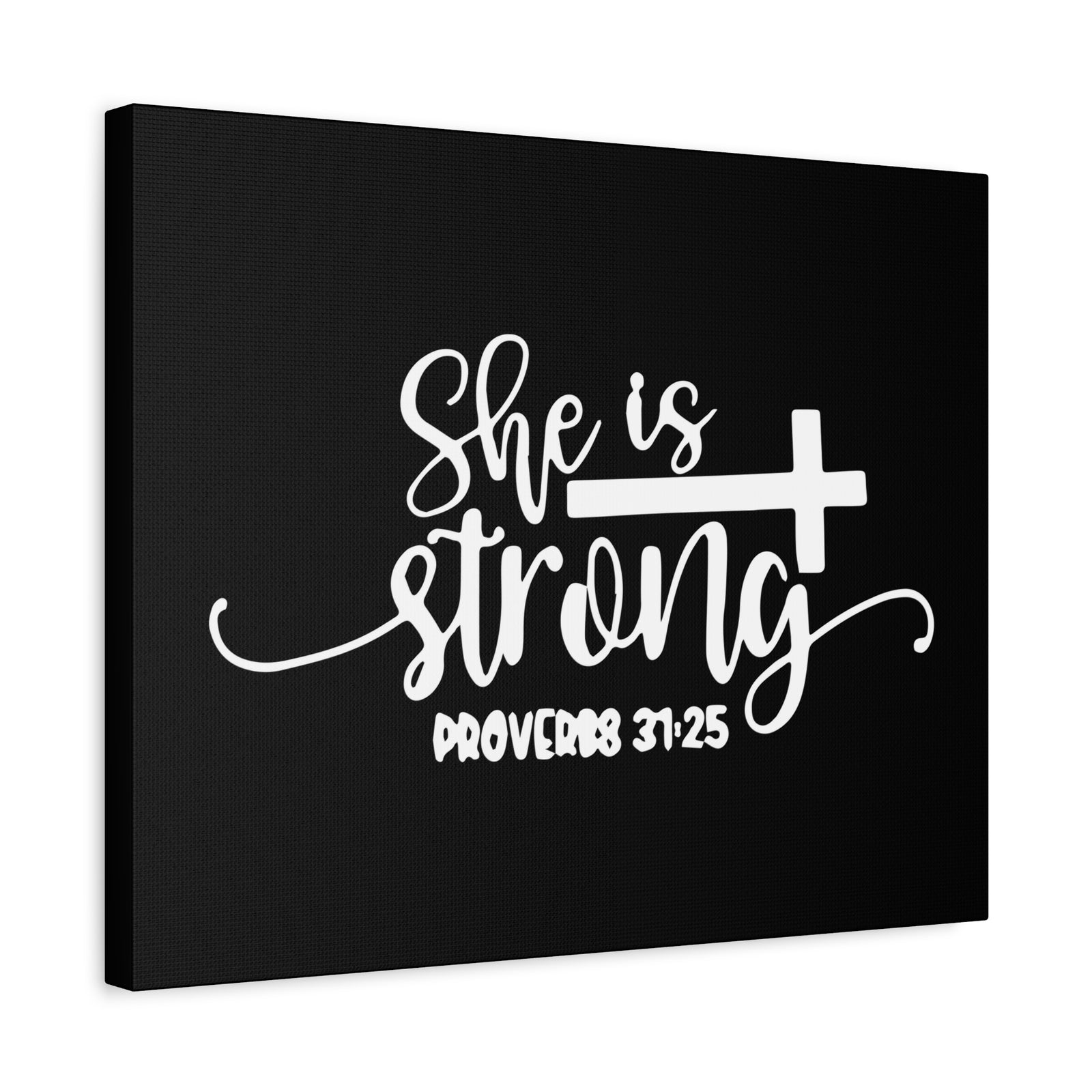 Scripture Canvas She Is Strong Proverbs 31:25 Christian Wall Art Bible Verse Print Ready to Hang-Express Your Love Gifts