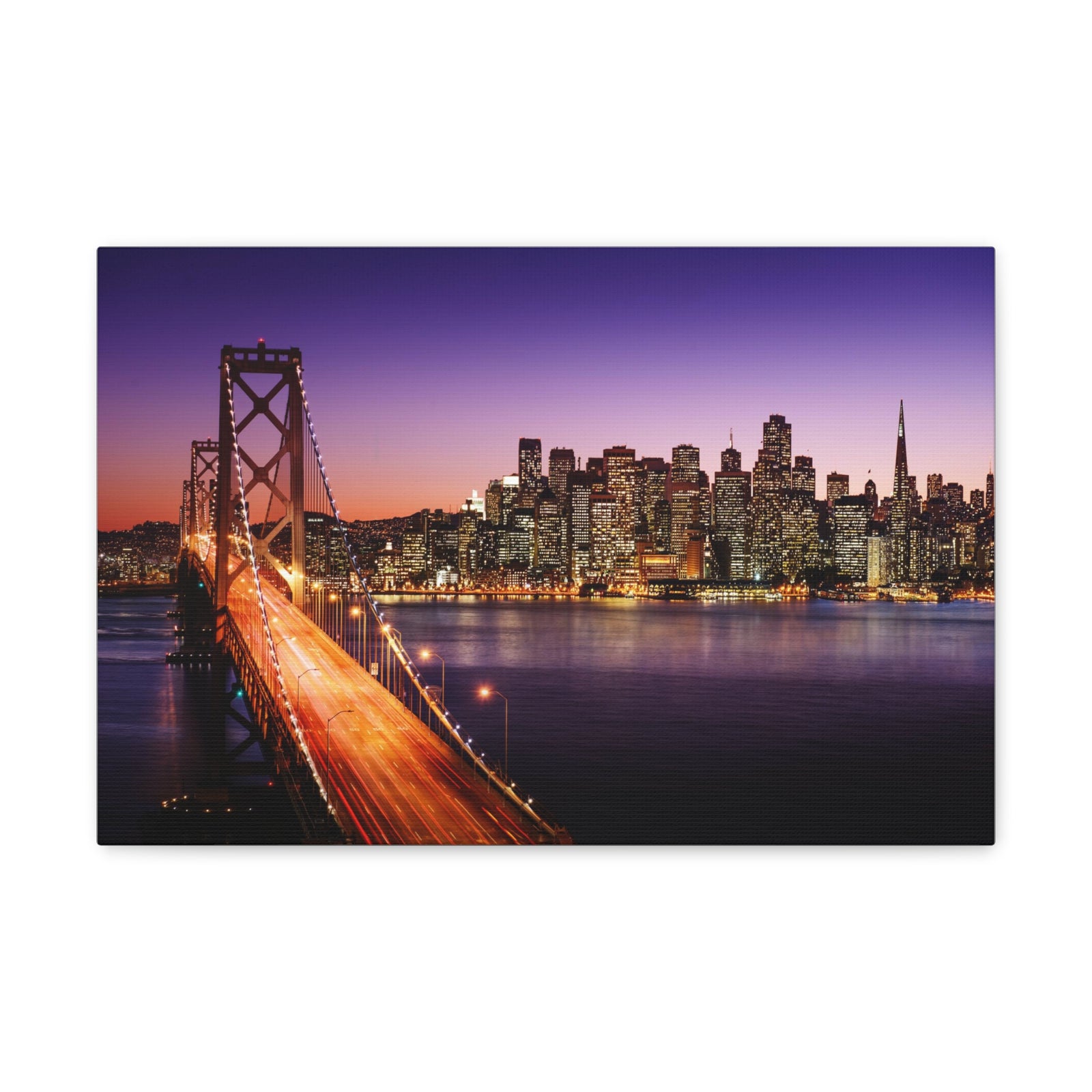 San Francisco Night Skyline Canvas Artwork High-Quality Breathtaking Stunning Cityscape for Home Decor Ready to Hang-Express Your Love Gifts