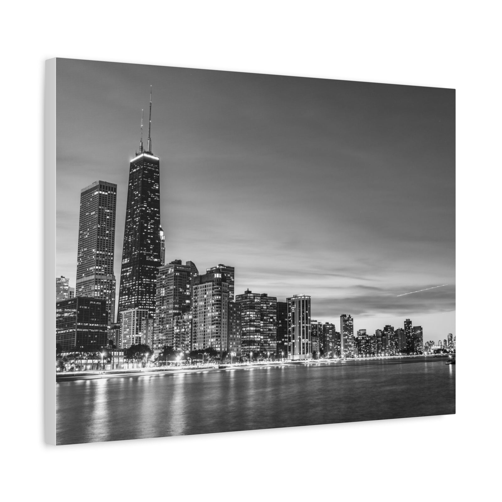 Chicago Black And White Skyline Canvas Artwork High-Quality Breathtaking Stunning Cityscape for Home Decor Ready to Hang-Express Your Love Gifts