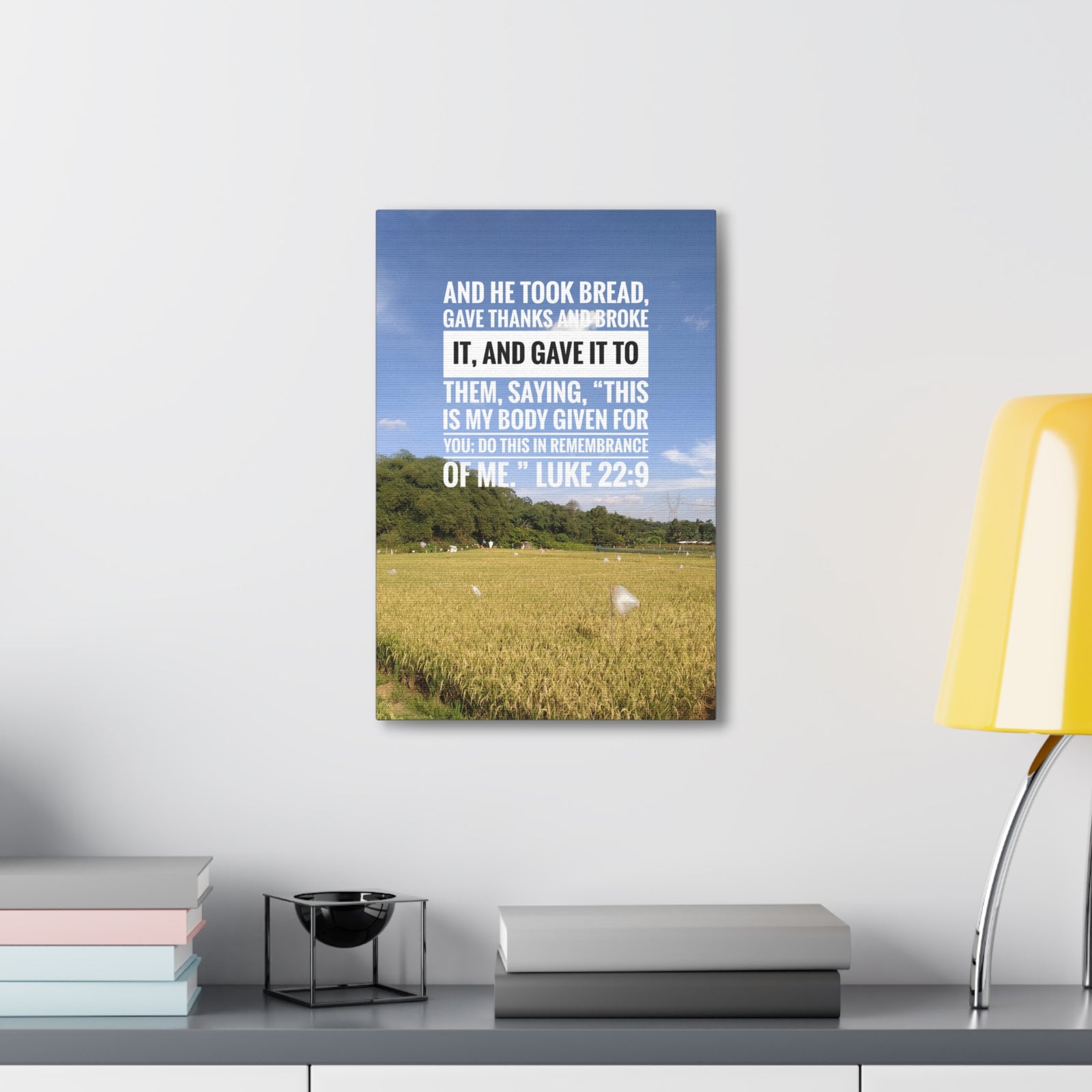 Scripture Canvas Gave Thanks Luke 22:9 Christian Wall Art Bible Verse Print Ready to Hang-Express Your Love Gifts