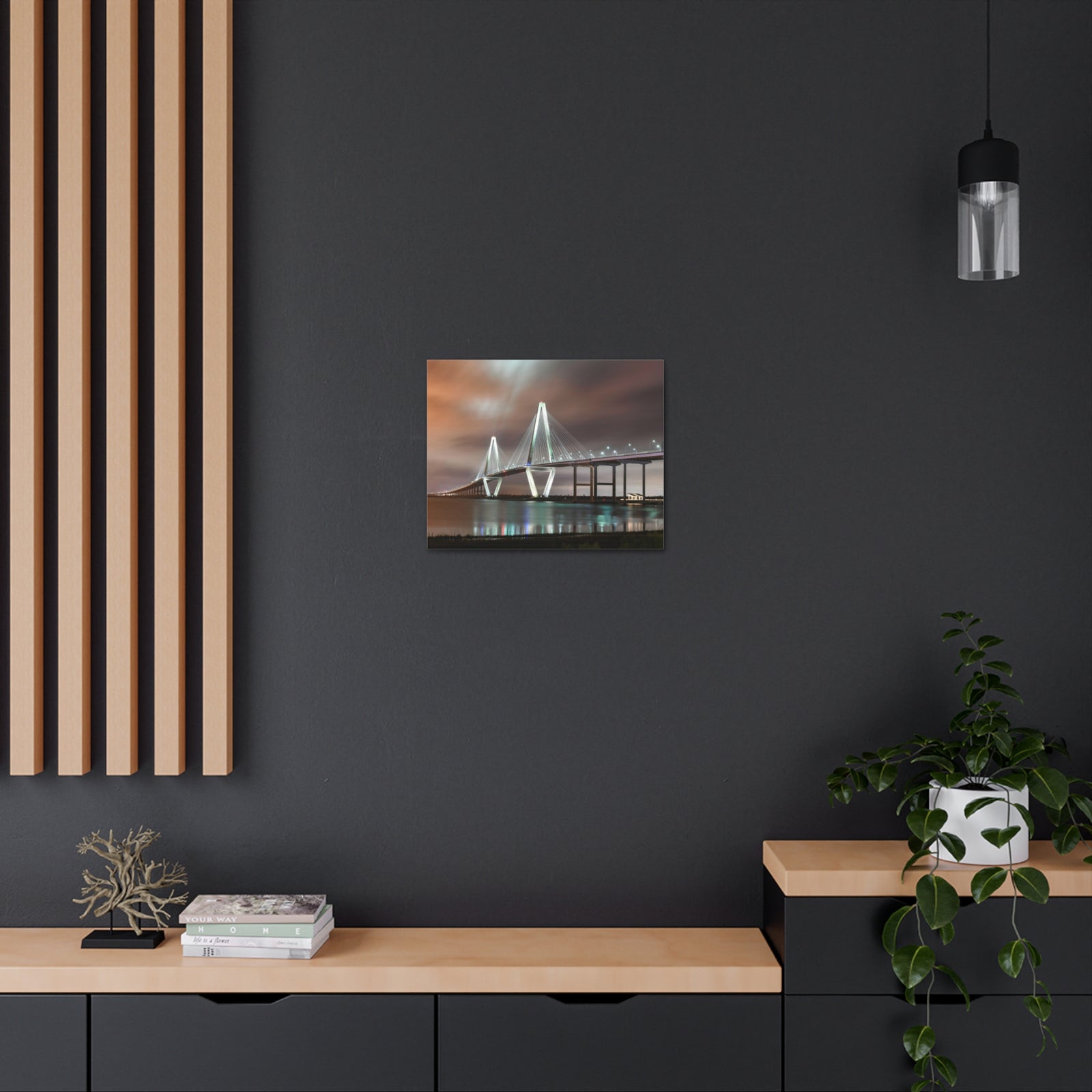 River Bridge Charleston South Carolina Nature Wilderness Photography Canvas Wall Art for Home Decor Ready-to-Hang-Express Your Love Gifts