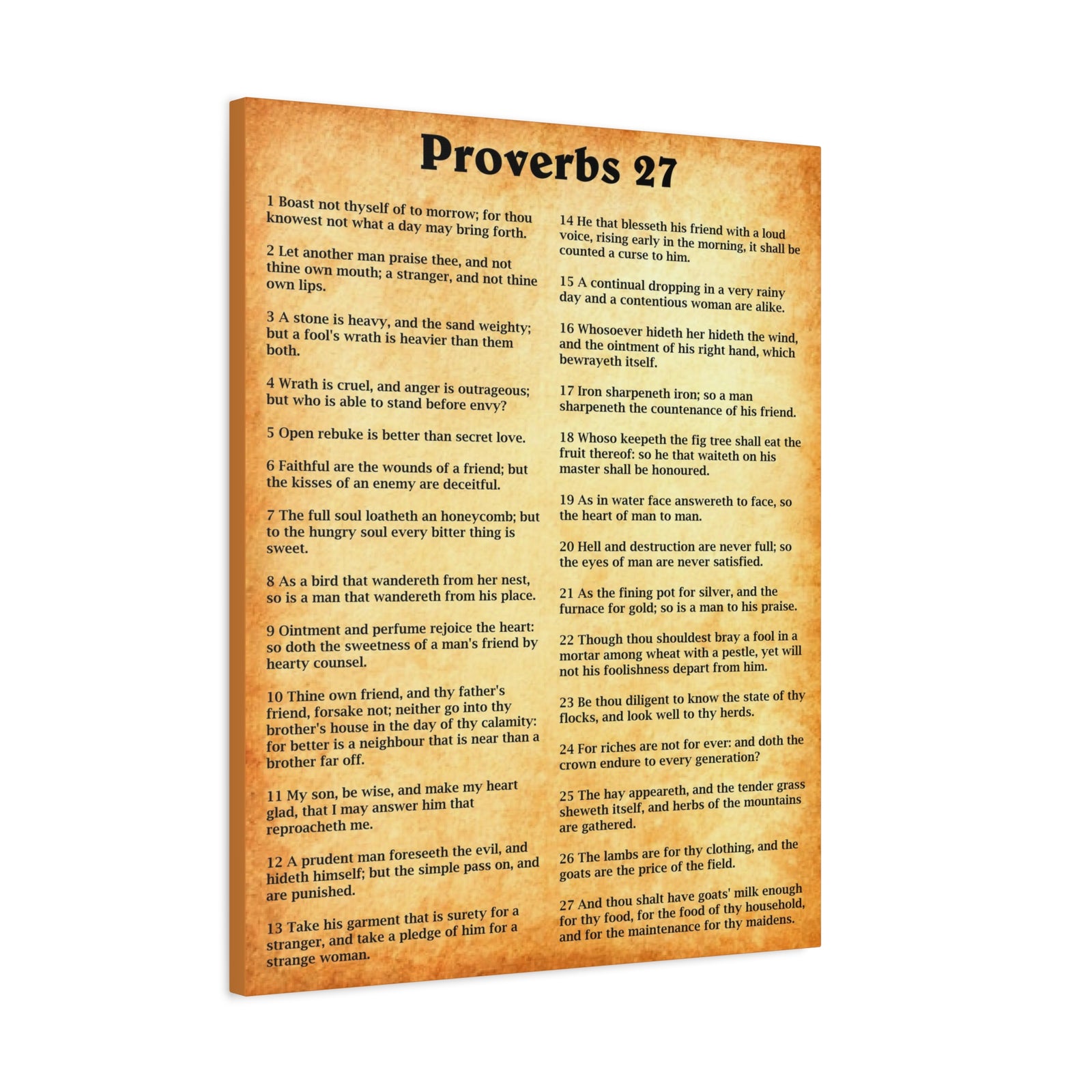 Scripture Walls Proverbs Chapter 27 Gold Bible Canvas Christian Wall Art Ready to Hang Unframed-Express Your Love Gifts
