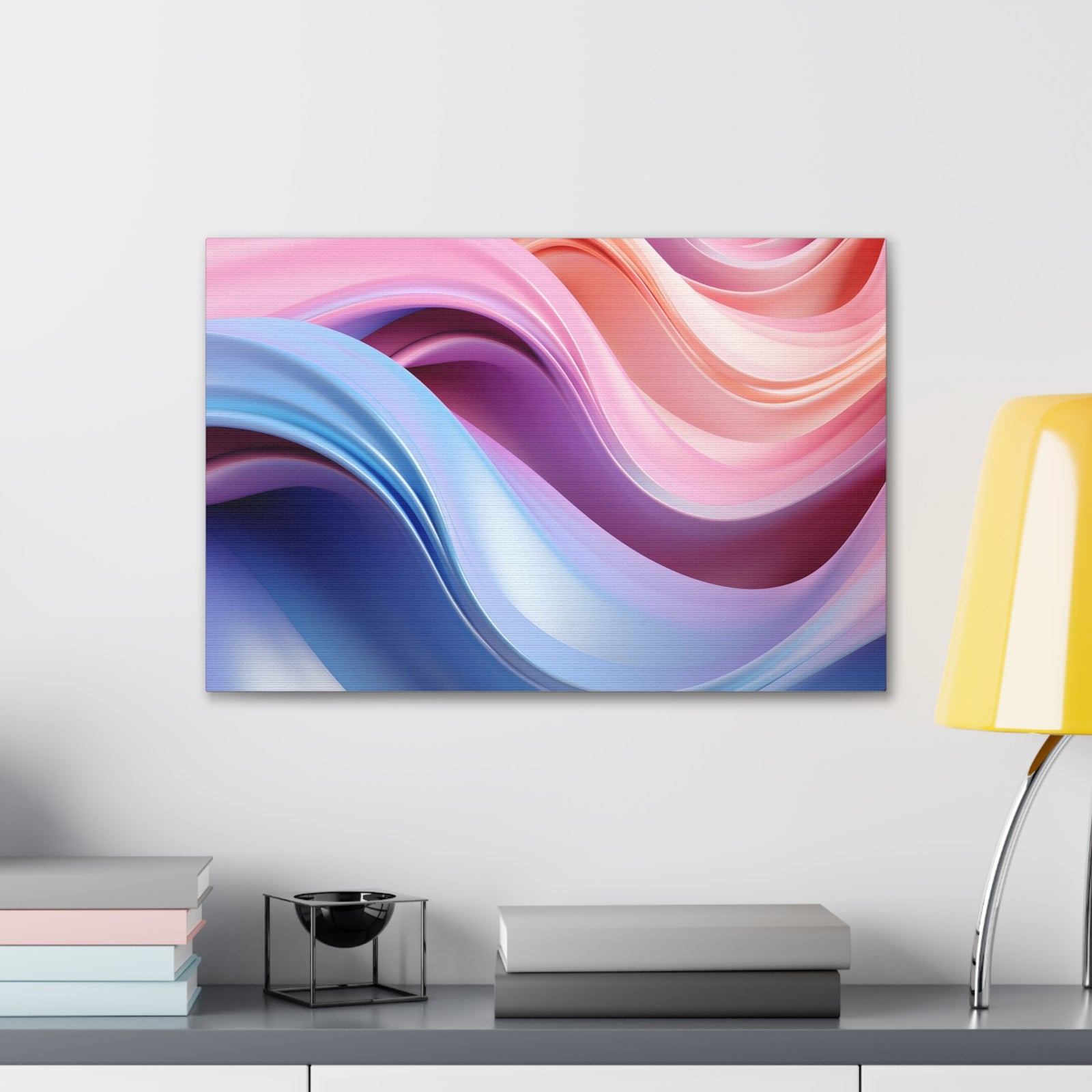 Purple And Blue Abstract Soft Pastel Waves Canvas Wall Art for Home Decor Ready-to-Hang-Express Your Love Gifts