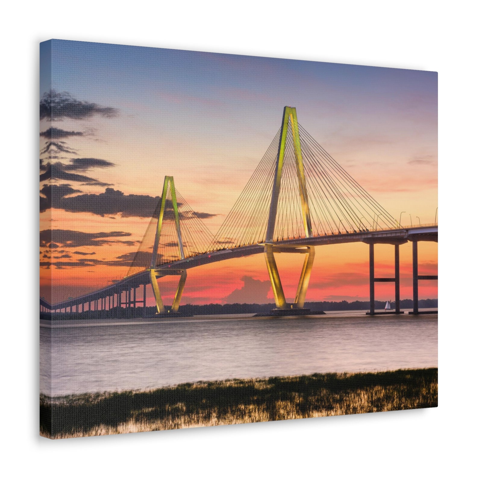 Jr Cooper River Bridge Charleston South Carolina Nature Wilderness Photography Canvas Wall Art for Home Decor Ready-to-Hang-Express Your Love Gifts