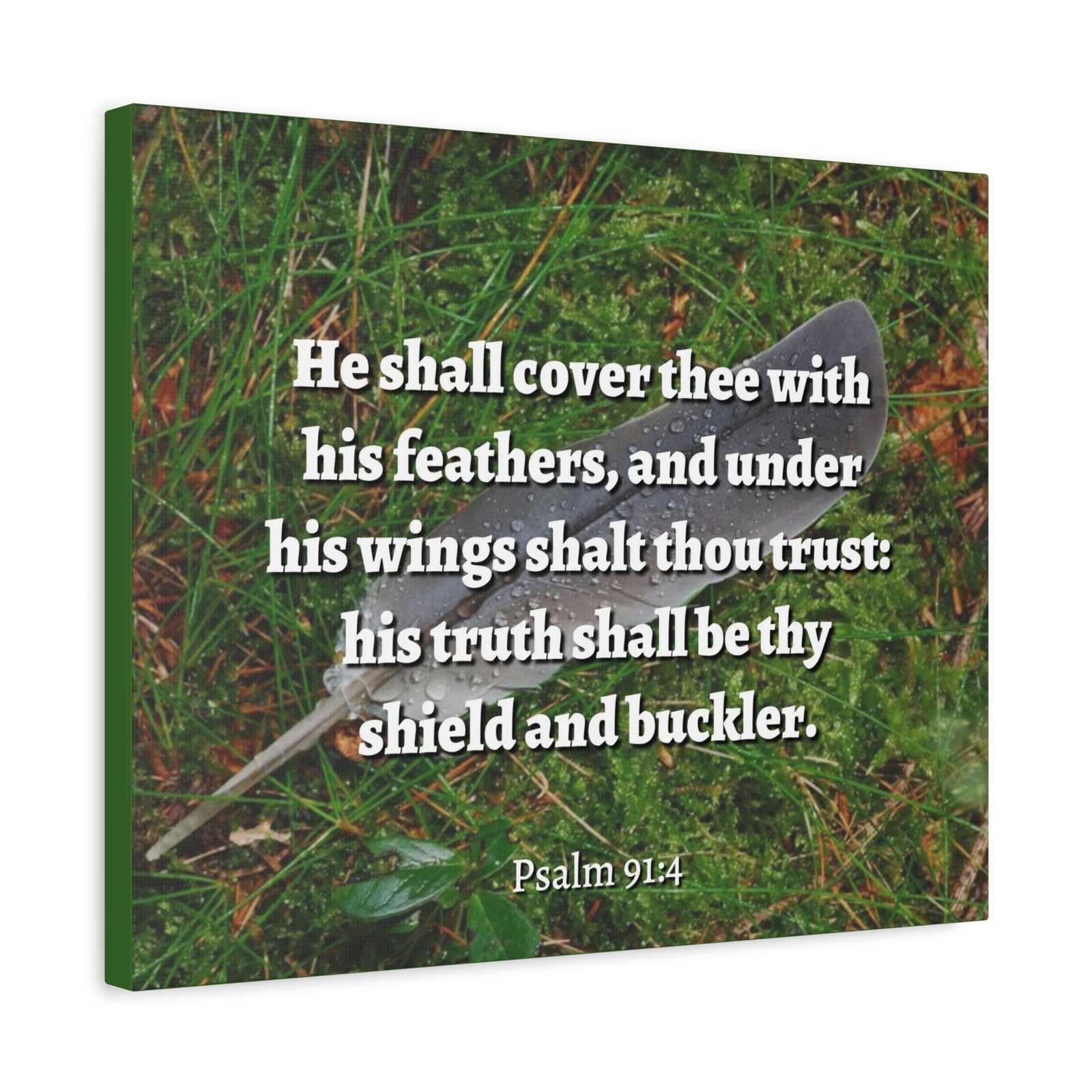 Scripture Canvas Shield And Buckler Psalms 91:4 Christian Wall Art Bible Verse Print Ready to Hang-Express Your Love Gifts