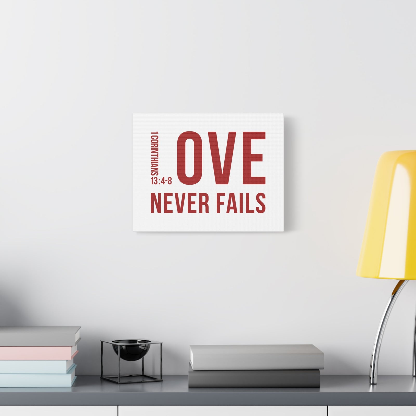 Scripture Canvas Love Never Fails 1 Corinthians 13:4-8 Christian Wall Art Bible Verse Print Ready To Hang-Express Your Love Gifts