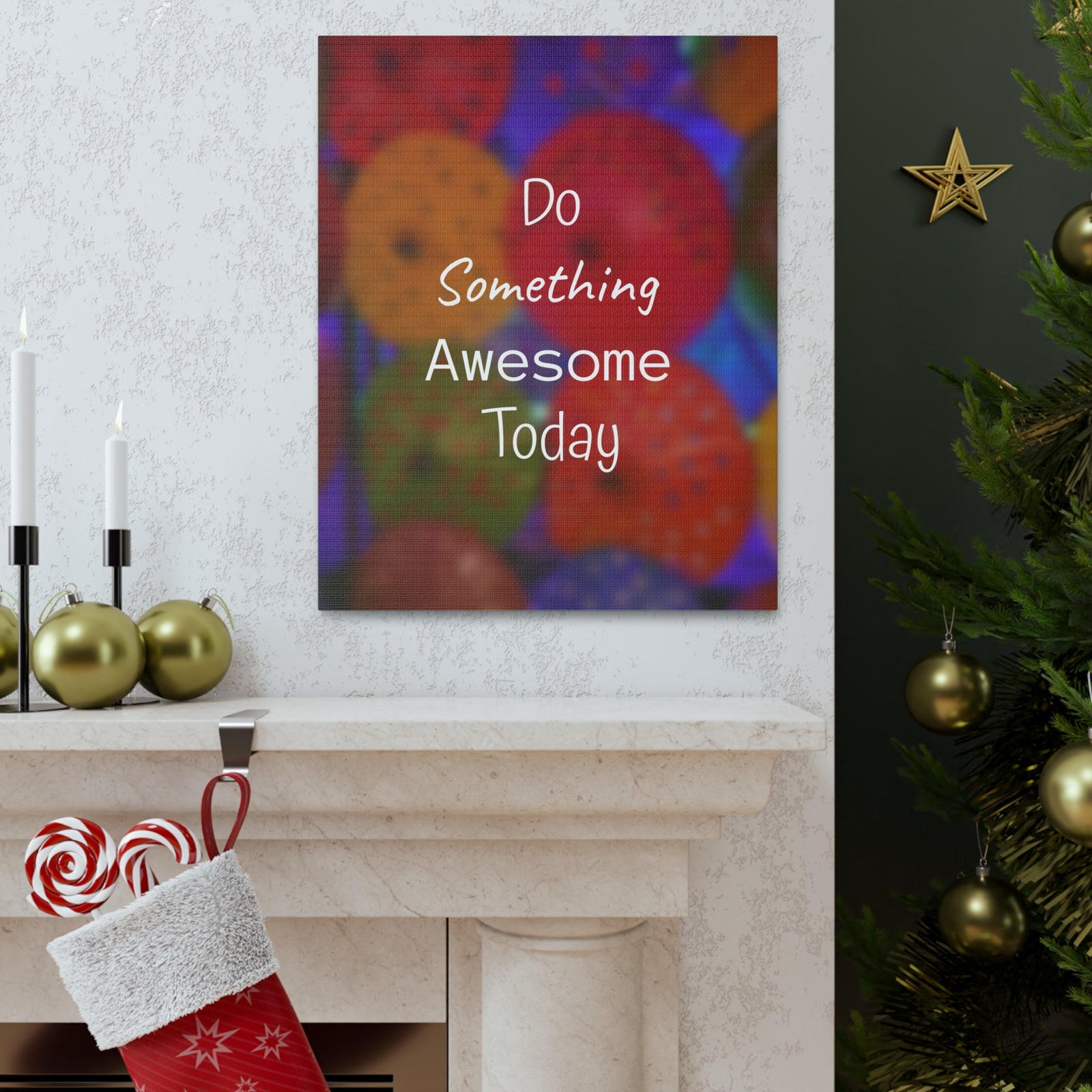 Inspirational Quote Canvas Do Something Awesome Today Motivational Print Ready to Hang Artwork-Express Your Love Gifts