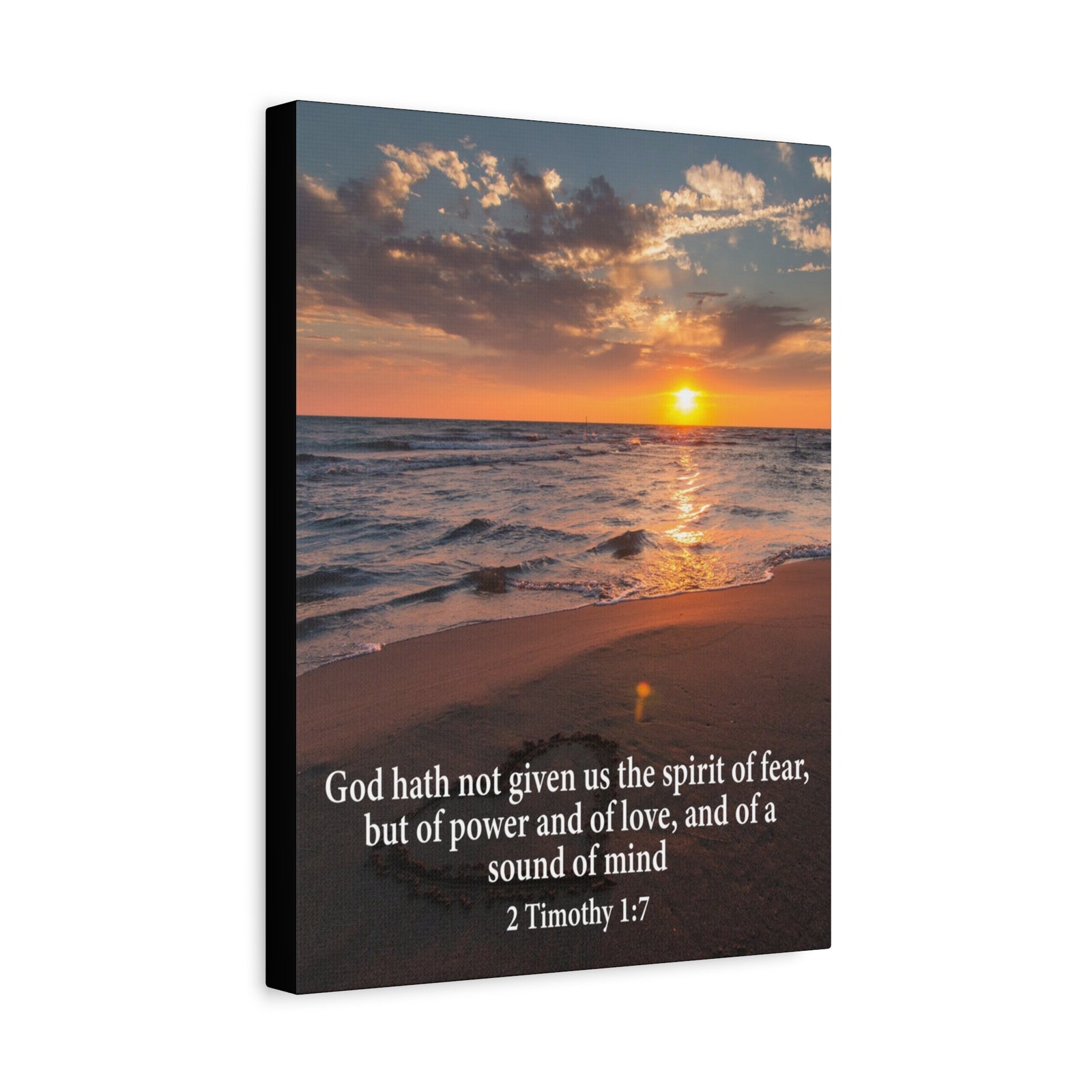 Scripture Canvas No Fear 2 Timothy 1:7 Christian Wall Art Bible Verse Print Ready to Hang-Express Your Love Gifts