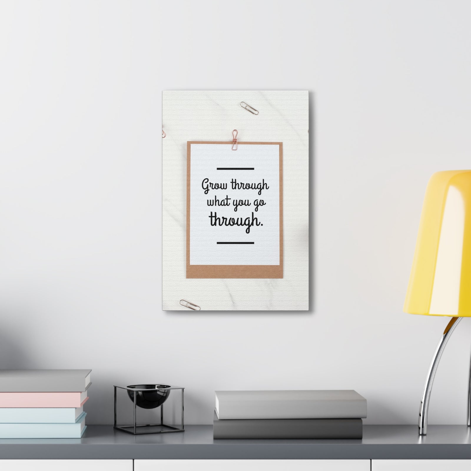 Inspirational Quote Canvas Grow Through What You Go Through Motivational Print Ready to Hang Artwork-Express Your Love Gifts