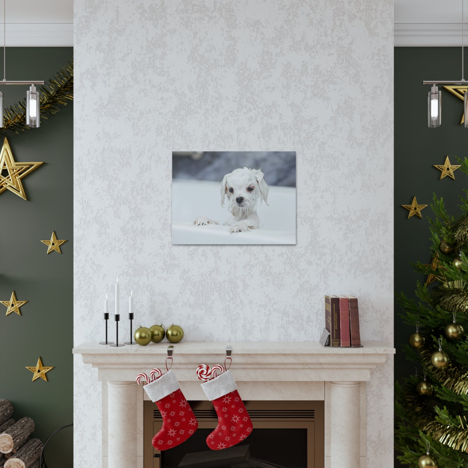 Cute White Maltese Bath Canvas Wall Art for Home Decor Ready-to-Hang-Express Your Love Gifts