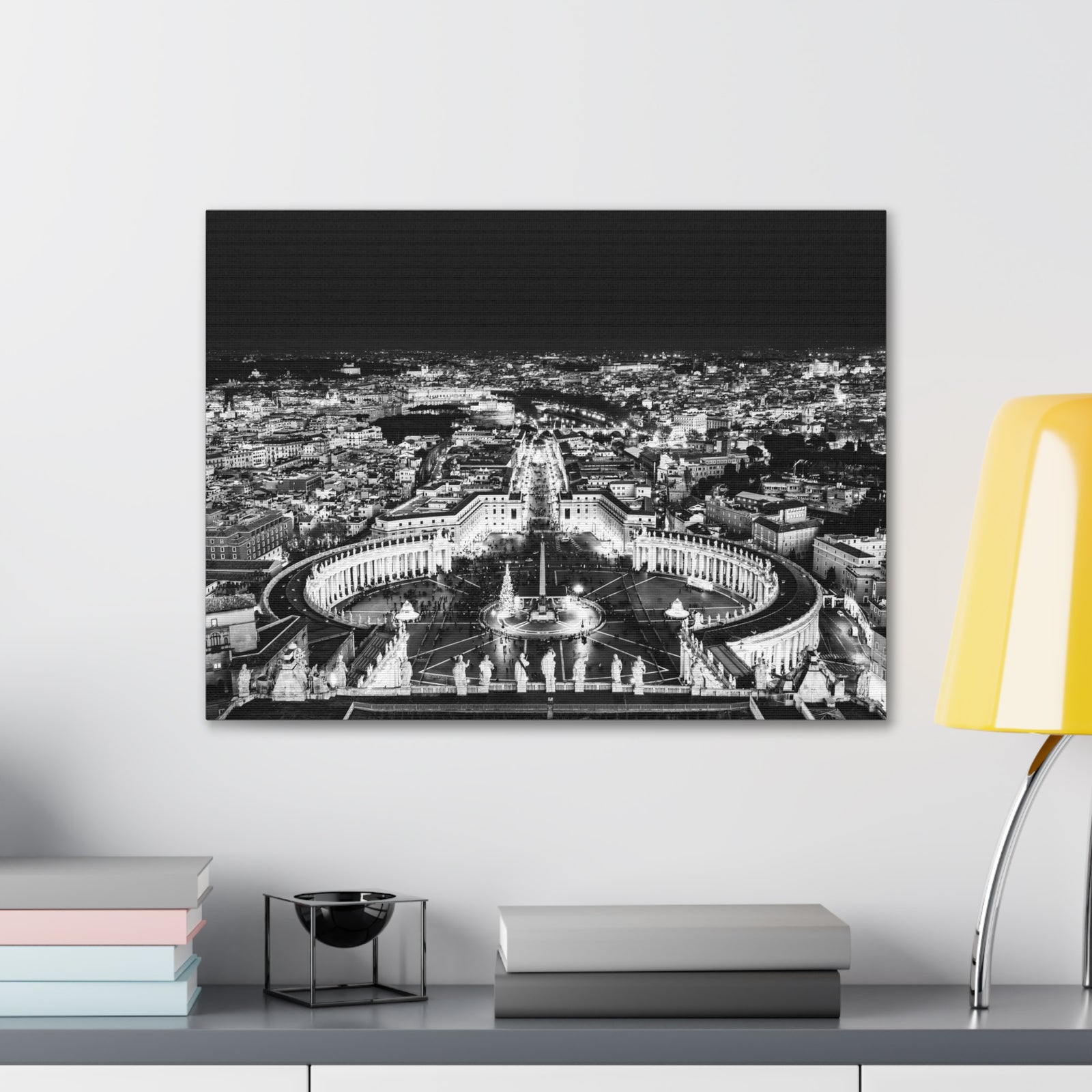 Rome Black And White Skyline Canvas Artwork High-Quality Breathtaking Stunning Cityscape for Home Decor Ready to Hang-Express Your Love Gifts