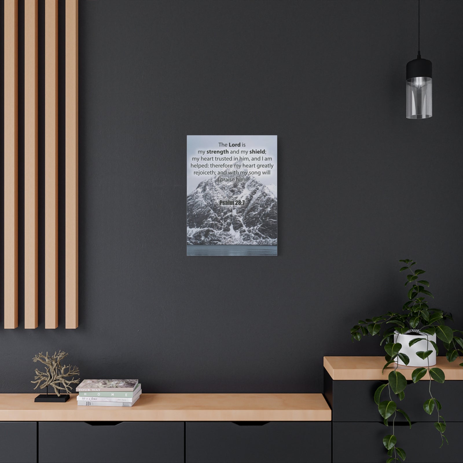 Bible Verse CanvasThe Lord is My Strength and Shield Psalm 28:7 Christian Home Decor Scripture Art-Express Your Love Gifts