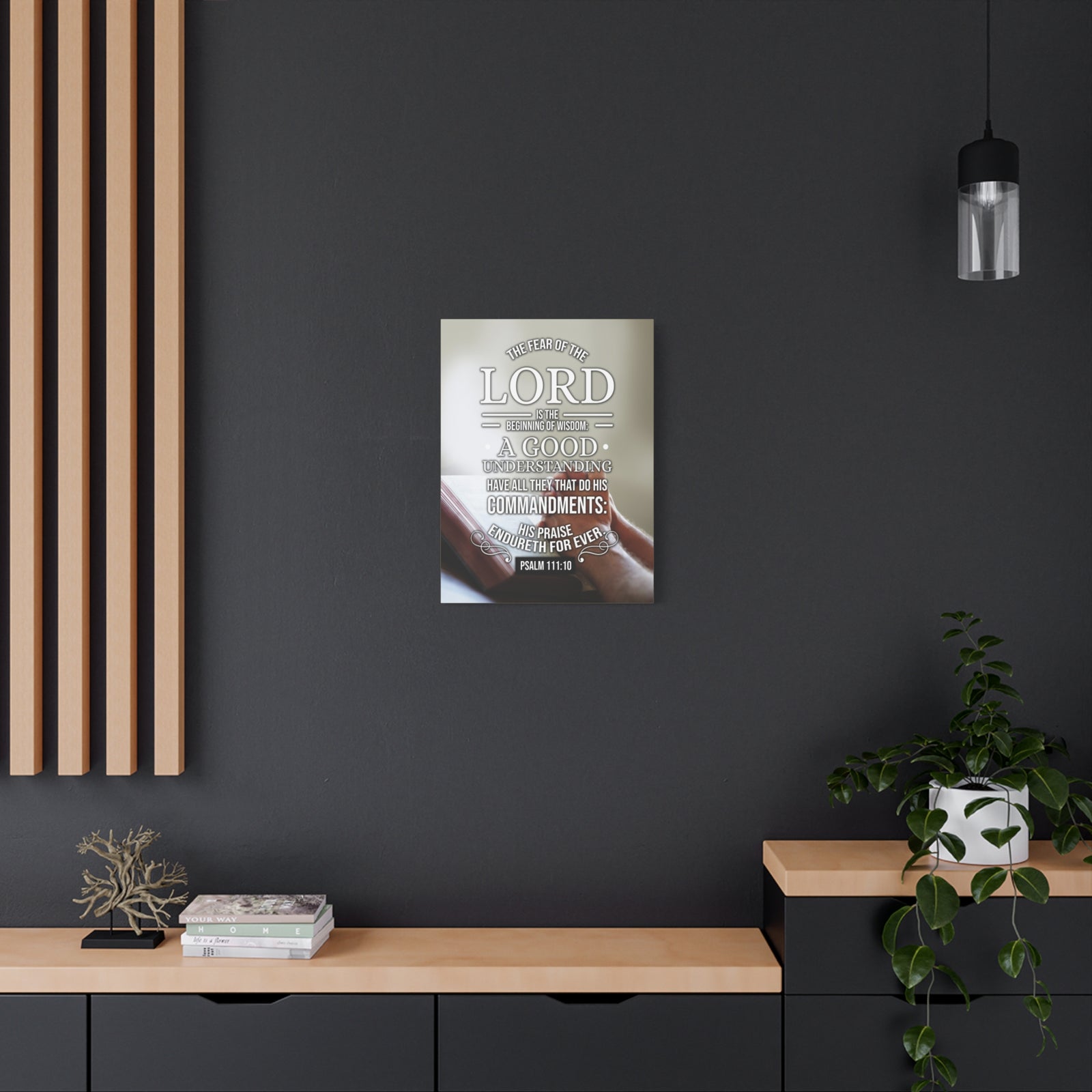 Scripture Canvas The Fear of The Lord Psalm 111:10 Christian Wall Art Bible Verse Print Ready to Hang-Express Your Love Gifts