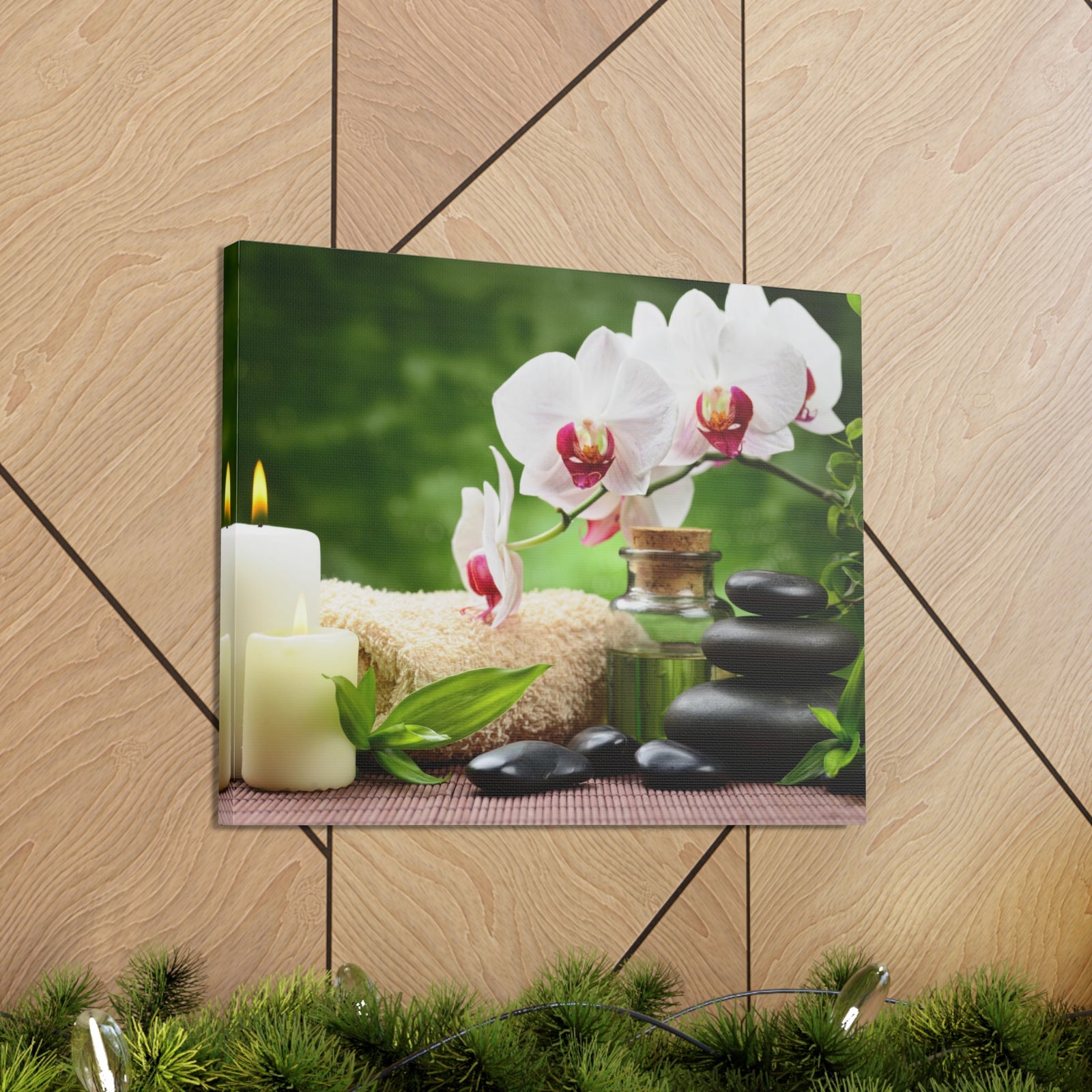 Orchid Flower and Stone Forest Floral Nature Photography Canvas Wall Art for Home Decor Ready-to-Hang-Express Your Love Gifts