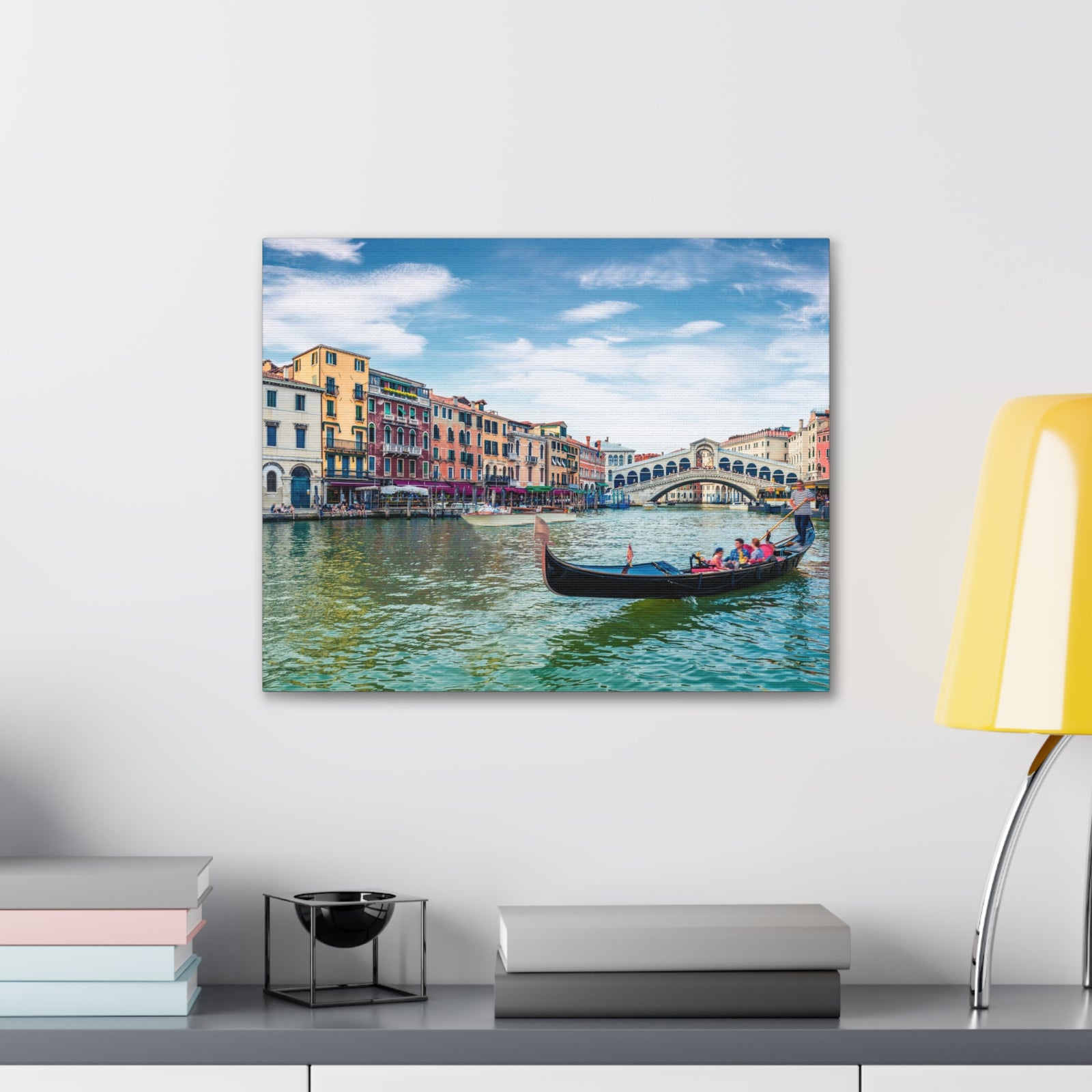 Venice Rialto Bridge Blue Sky Nature Wilderness Photography Canvas Wall Art for Home Decor Ready-to-Hang-Express Your Love Gifts