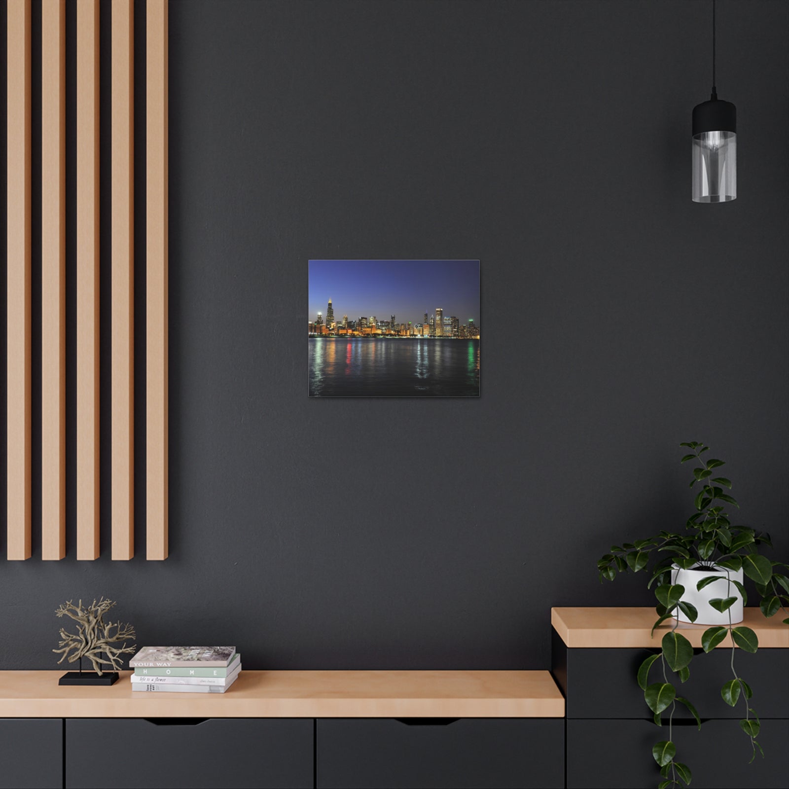 Chicago Night Skyline Canvas Artwork High-Quality Breathtaking Stunning Cityscape for Home Decor Ready to Hang-Express Your Love Gifts
