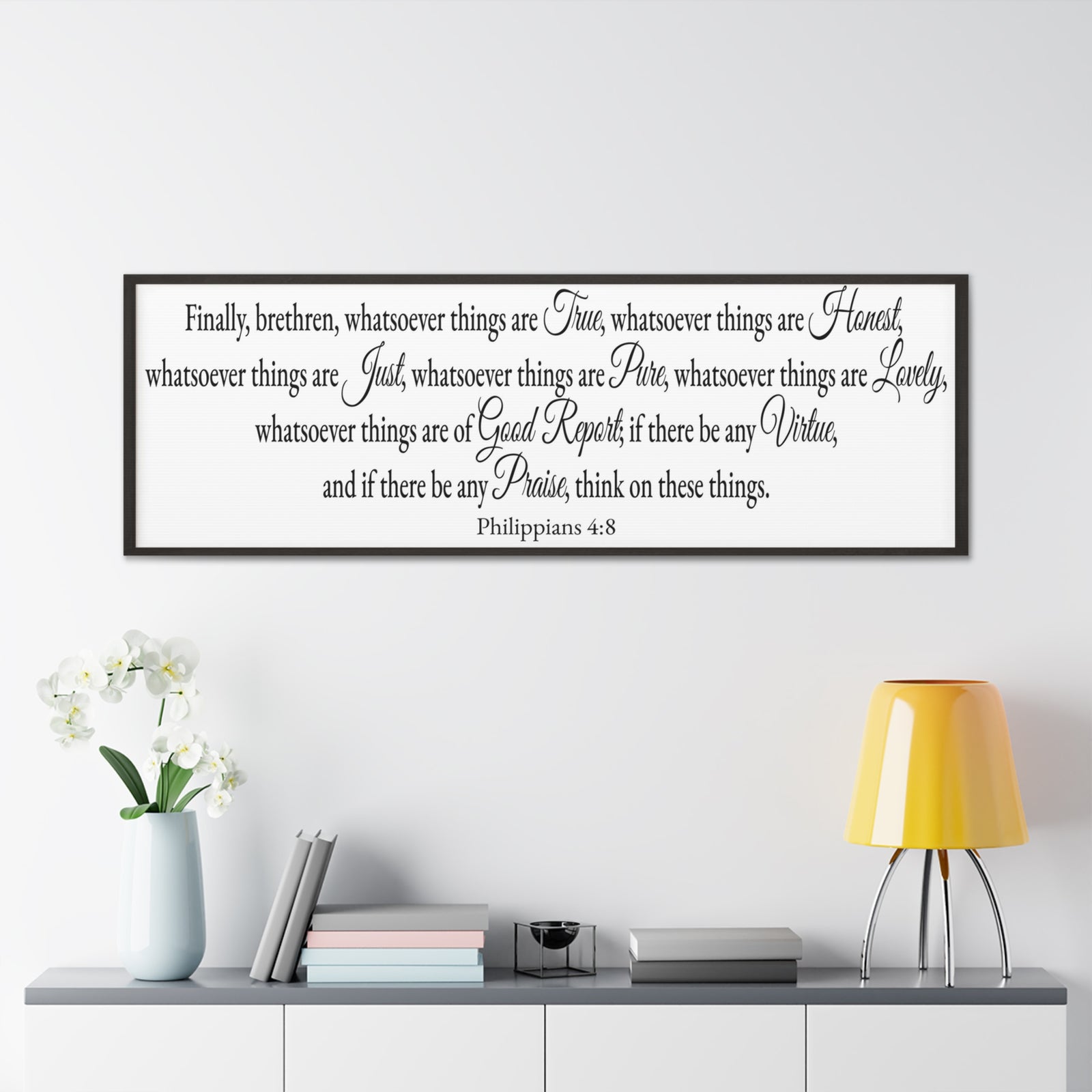Scripture Walls Seeking Philippians 4:8 White Bible Verse Canvas Christian Wall Art Ready to Hang Unframed-Express Your Love Gifts